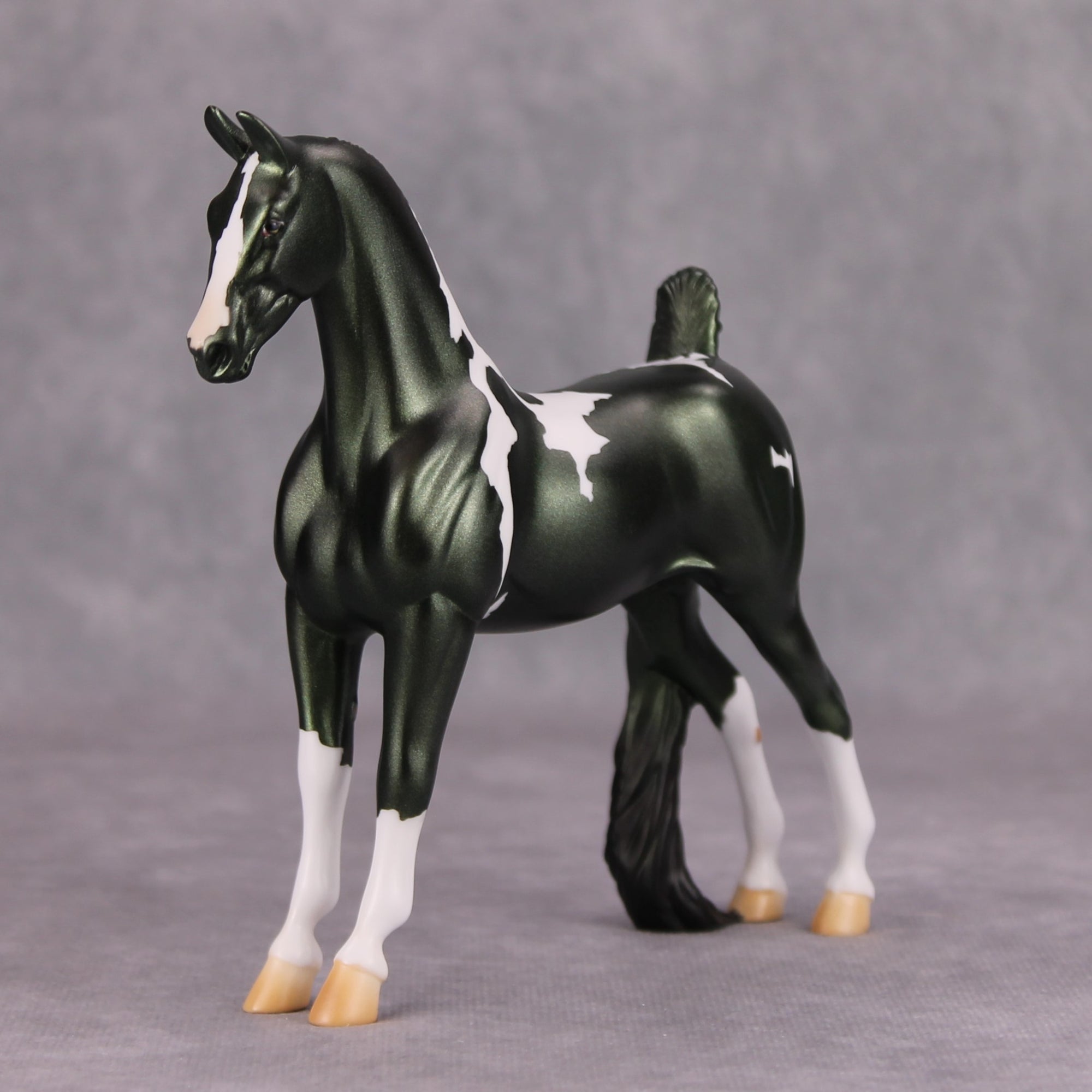 Bad Faith OOAK Deco Green Tobiano Pinto Pebble Saddlebred By Jamie Adamson
