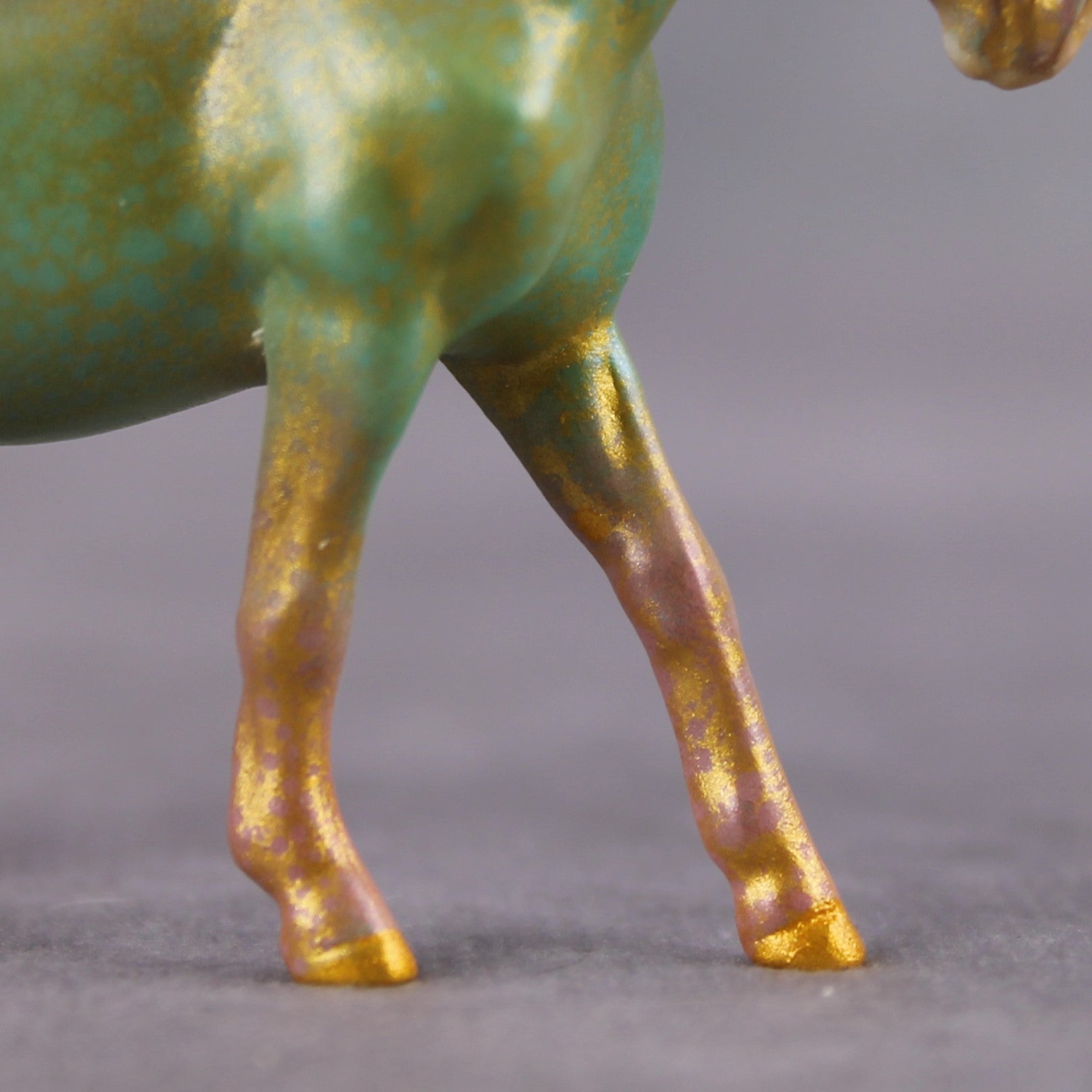 "Hummingbird" OOAK Deco Shimmery Teal, Pink, &amp; Gold Filigree Pony Chip By Guest Artist Kristen Cermele