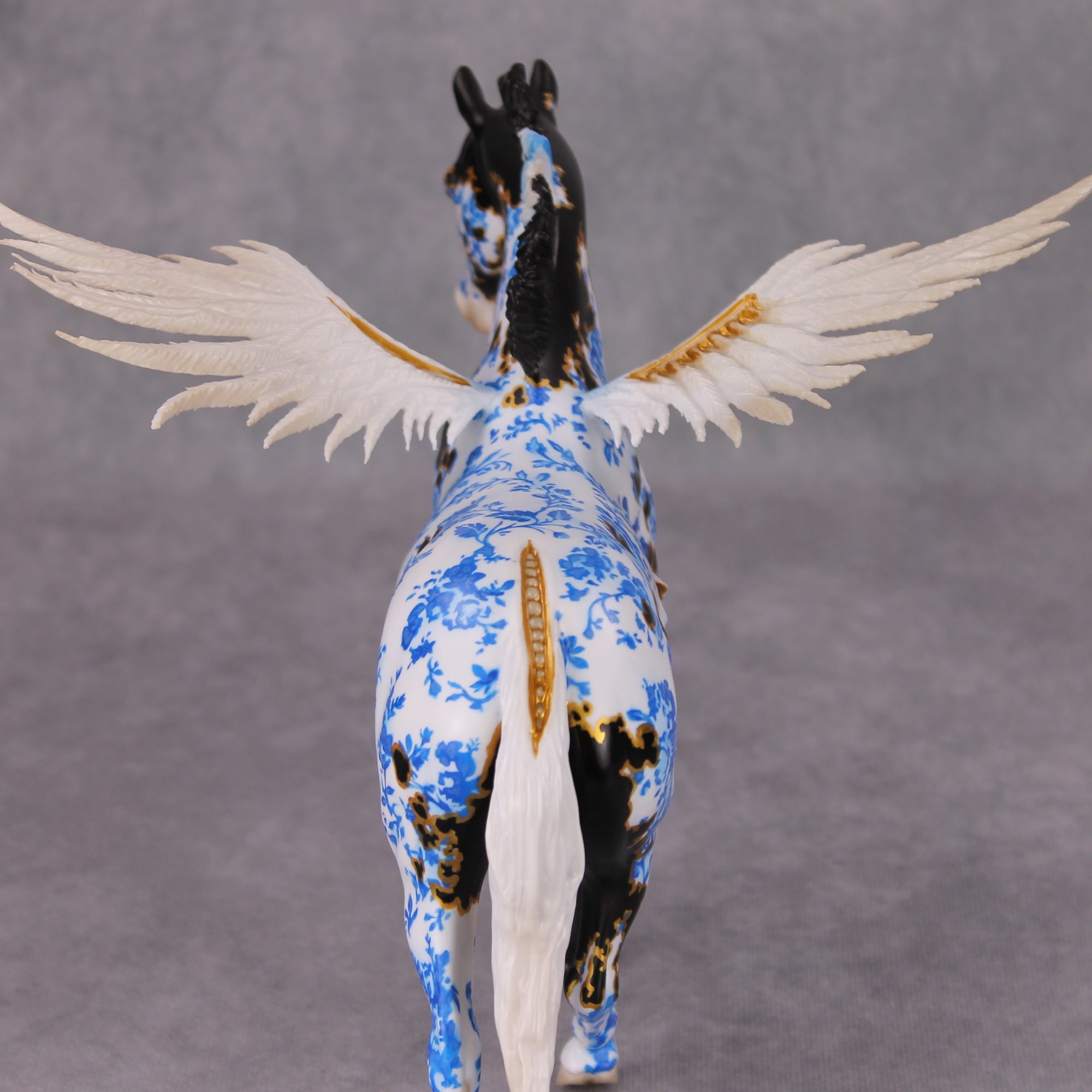 Kintsugi OOAK Porcelain &amp; Gold Black Deco Zombie Pegasus By Jess Hamill MM24 Best Offer