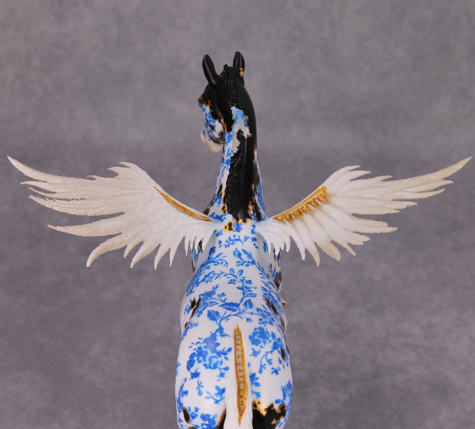 Kintsugi OOAK Porcelain &amp; Gold Black Deco Zombie Pegasus By Jess Hamill MM24 Best Offer