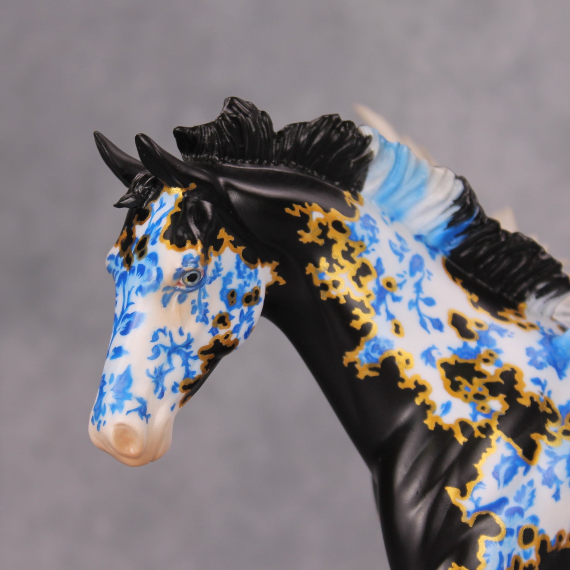 Kintsugi OOAK Porcelain &amp; Gold Black Deco Zombie Pegasus By Jess Hamill MM24 Best Offer