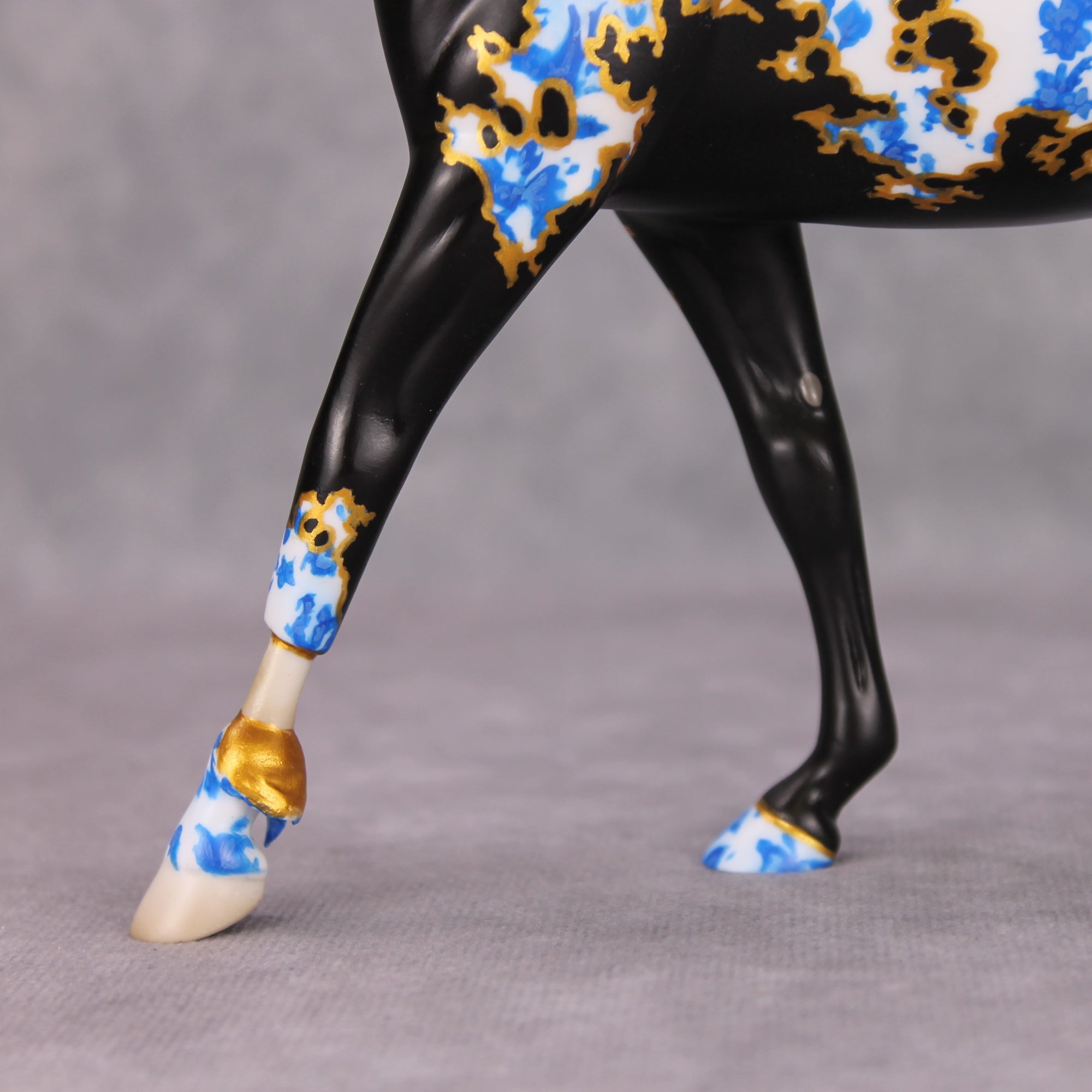 Kintsugi OOAK Porcelain &amp; Gold Black Deco Zombie Pegasus By Jess Hamill MM24 Best Offer