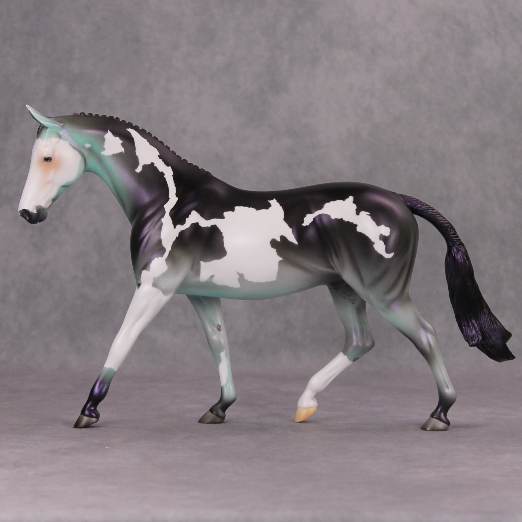 PREVIEW LISTING ONLY Ebeneezer Schmooze OOAK Green Purple Tobiano Deco Pony By Jamie Adamson MM24