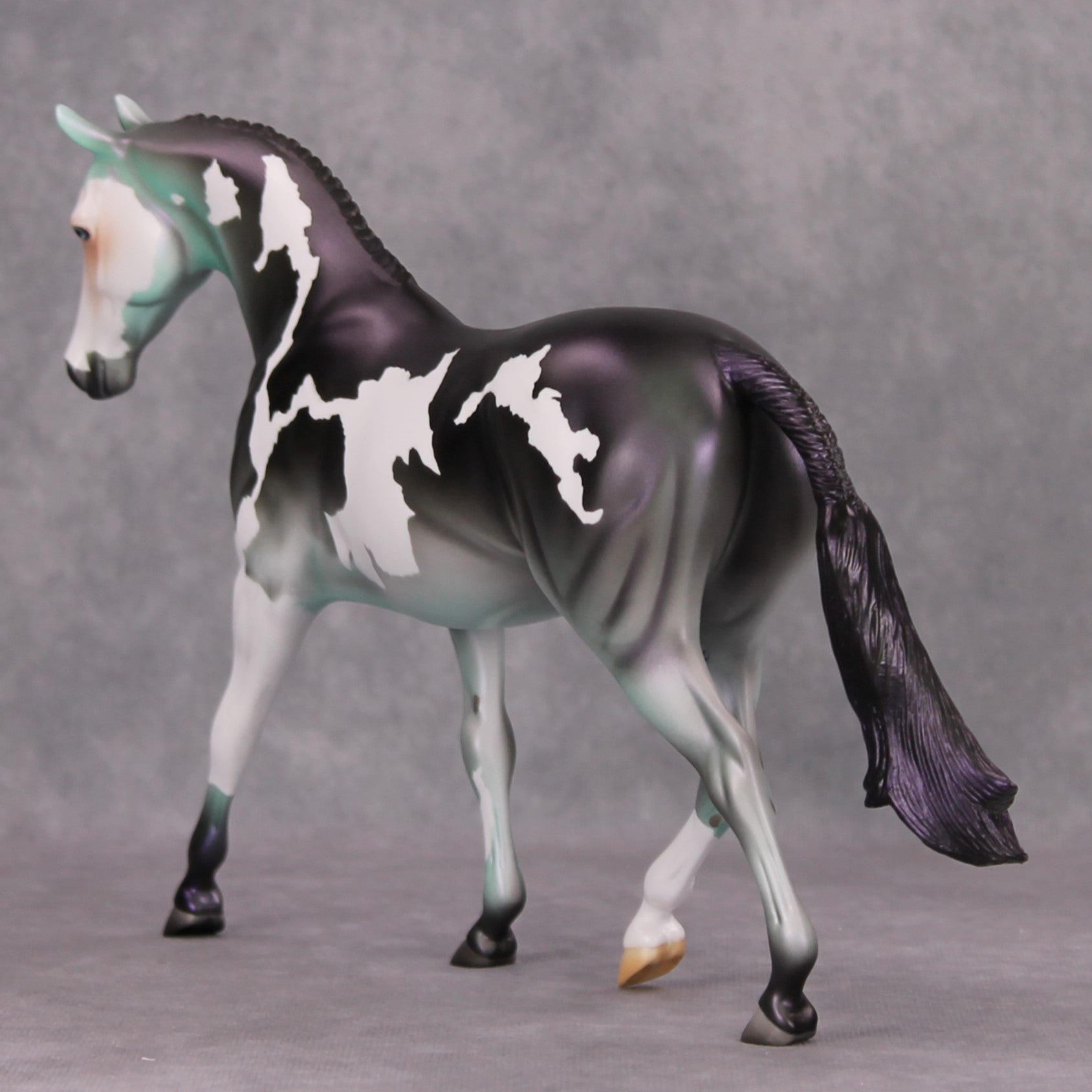 Ebeneezer Schmooze OOAK Green Purple Tobiano Deco Pony By Jamie Adamson MM24