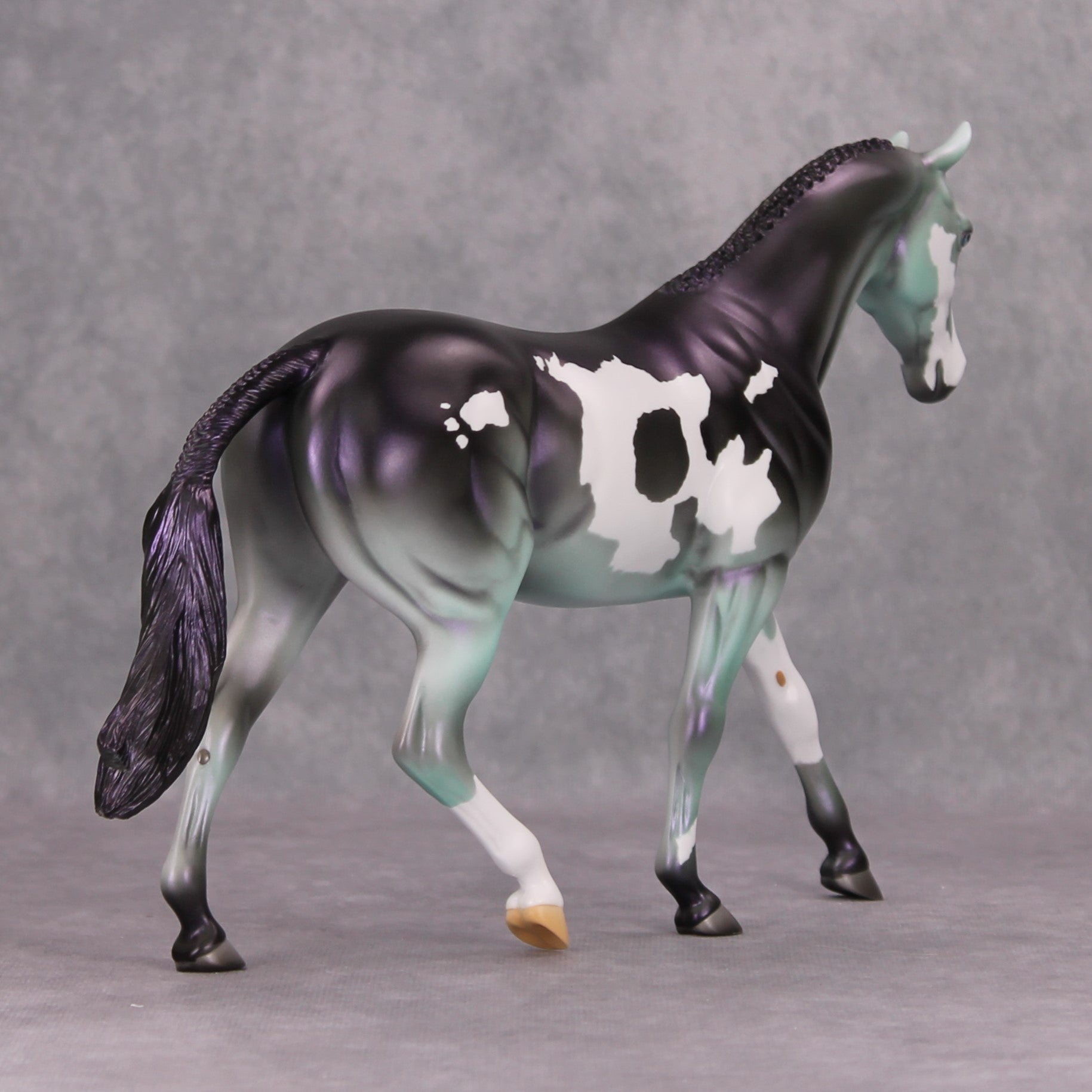 Ebeneezer Schmooze OOAK Green Purple Tobiano Deco Pony By Jamie Adamson MM24