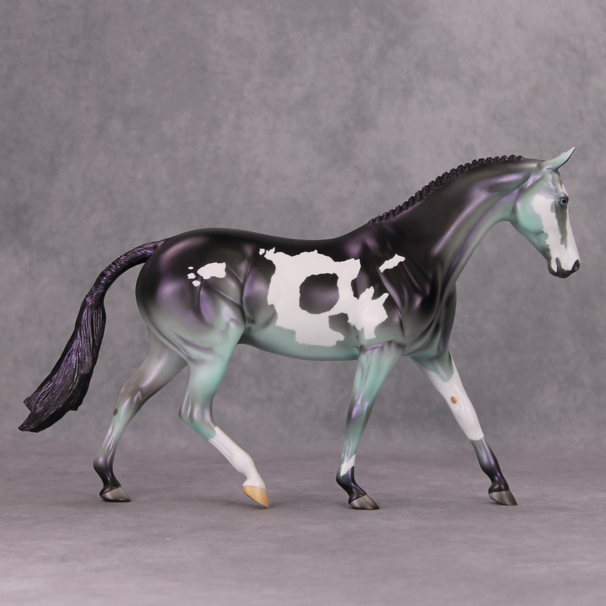 Ebeneezer Schmooze OOAK Green Purple Tobiano Deco Pony By Jamie Adamson MM24