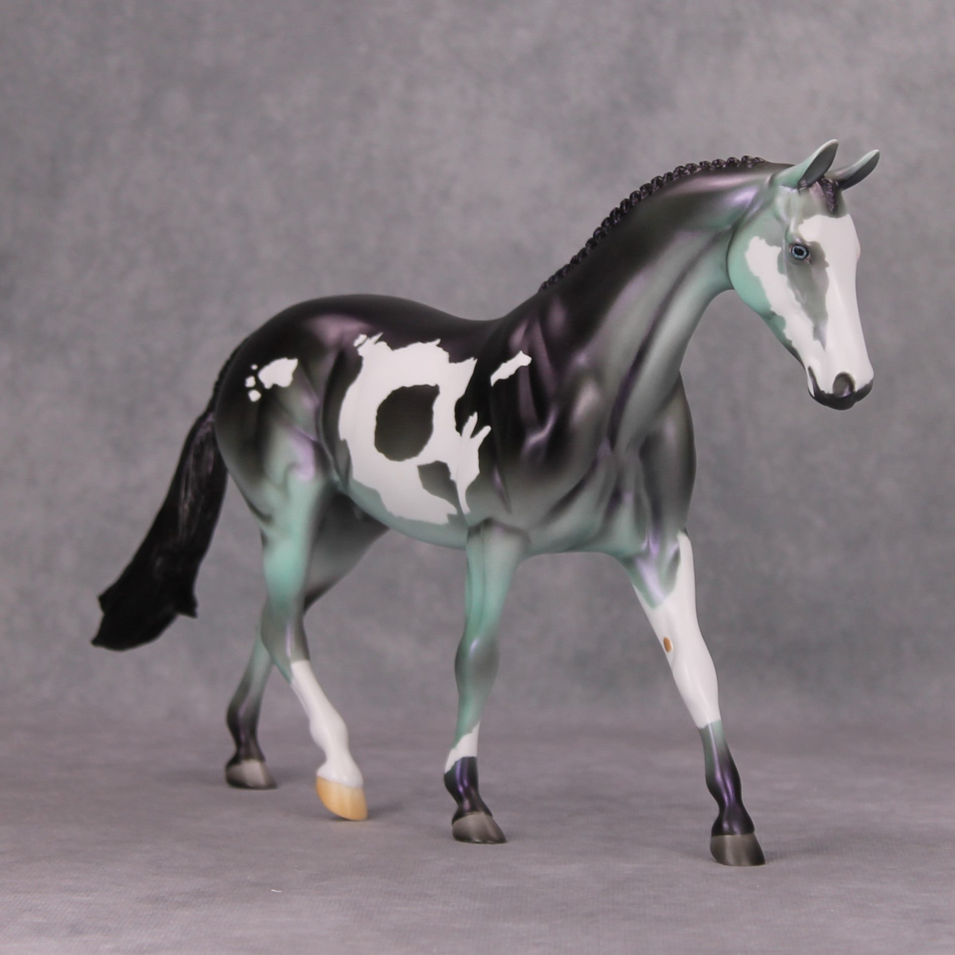 Ebeneezer Schmooze OOAK Green Purple Tobiano Deco Pony By Jamie Adamson MM24