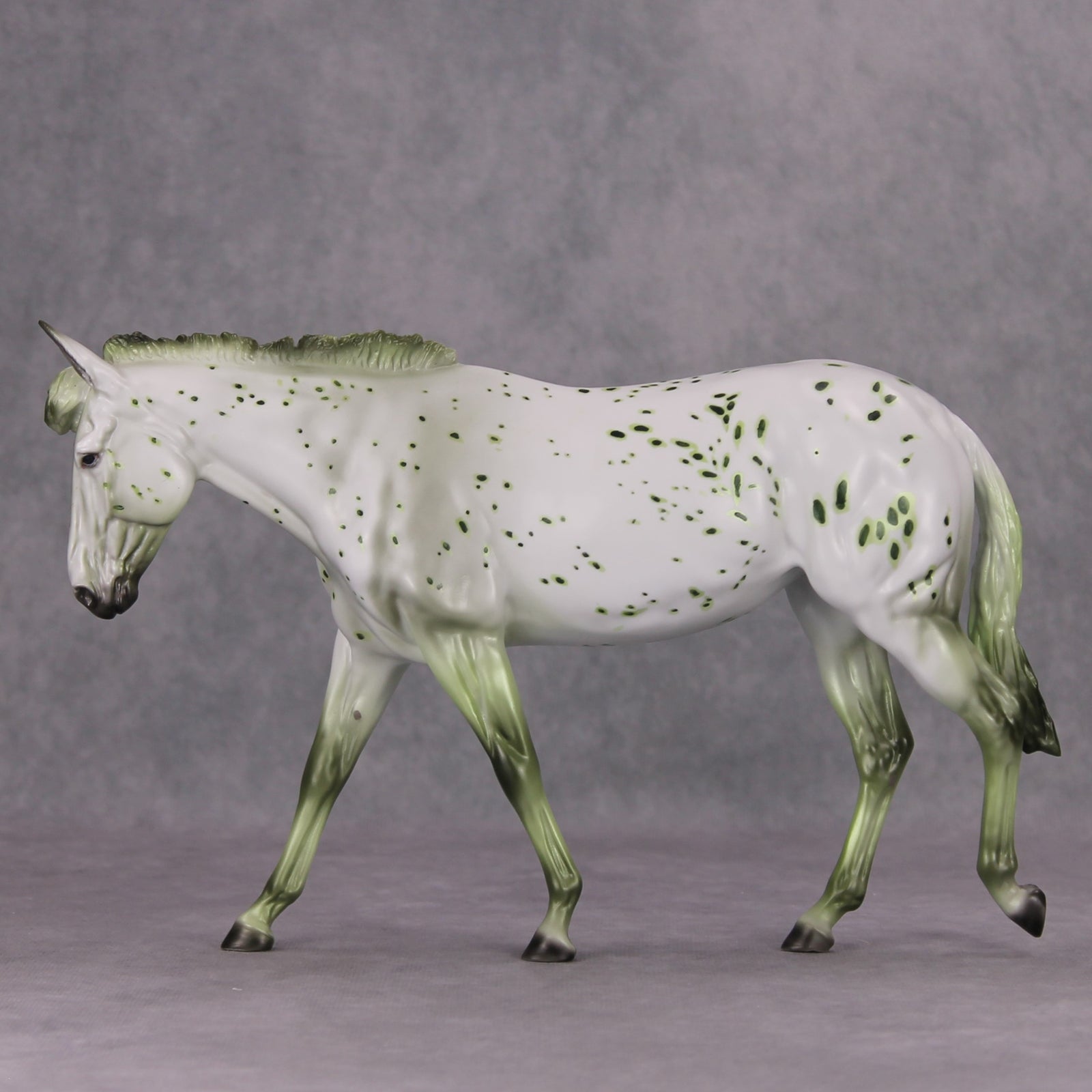 Sheza Slymer OOAK Deco Green Appaloosa Mule By Dawn Quick MM24