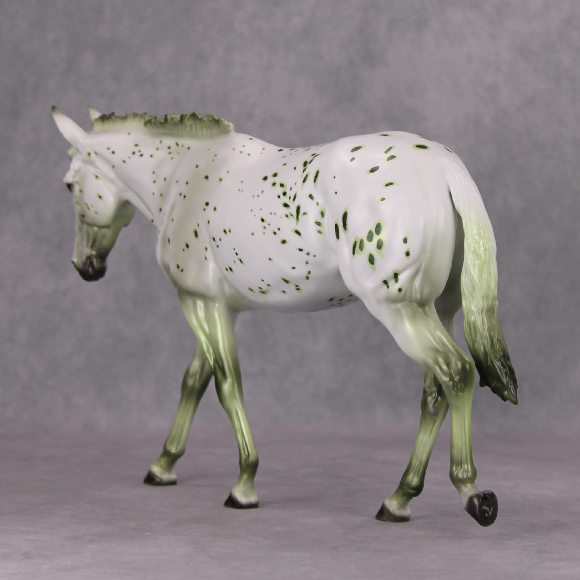 Sheza Slymer OOAK Deco Green Appaloosa Mule By Dawn Quick MM24