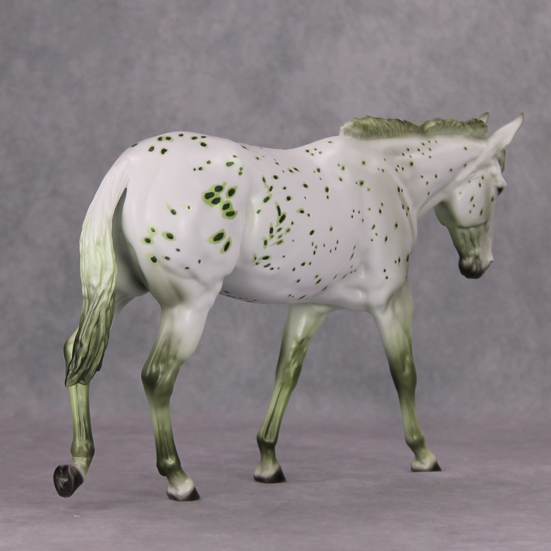 Sheza Slymer OOAK Deco Green Appaloosa Mule By Dawn Quick MM24
