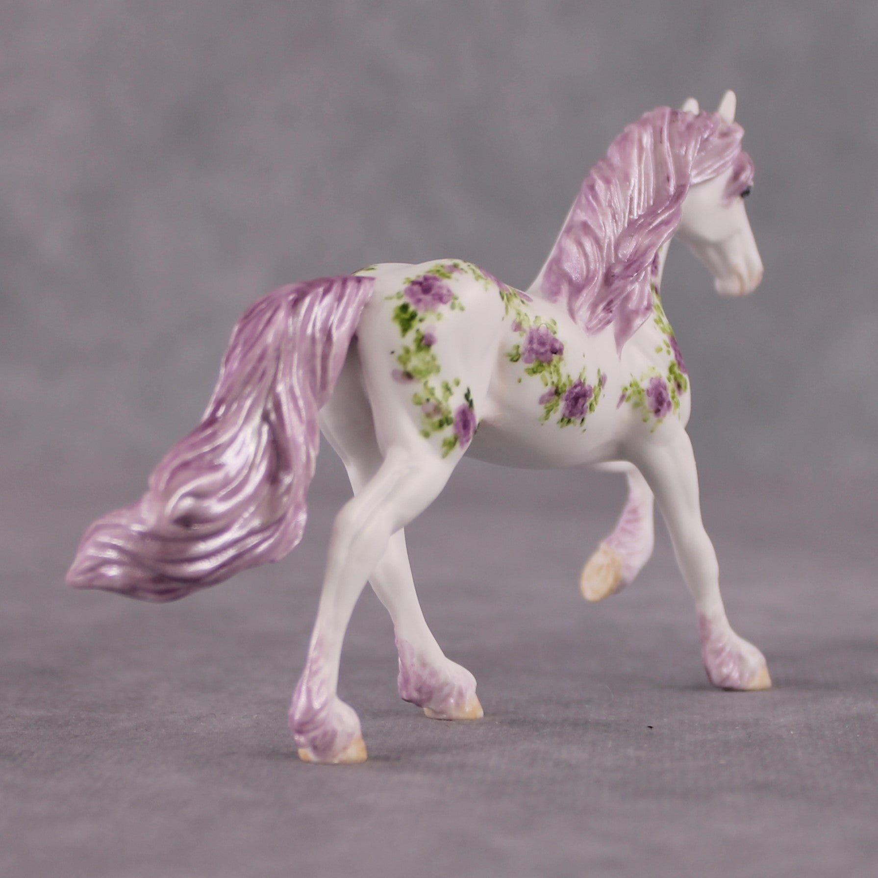 "Reine Des Violettes Roses" OOAK Violet Rose Deco Friesian Chip By Andrea Thompson