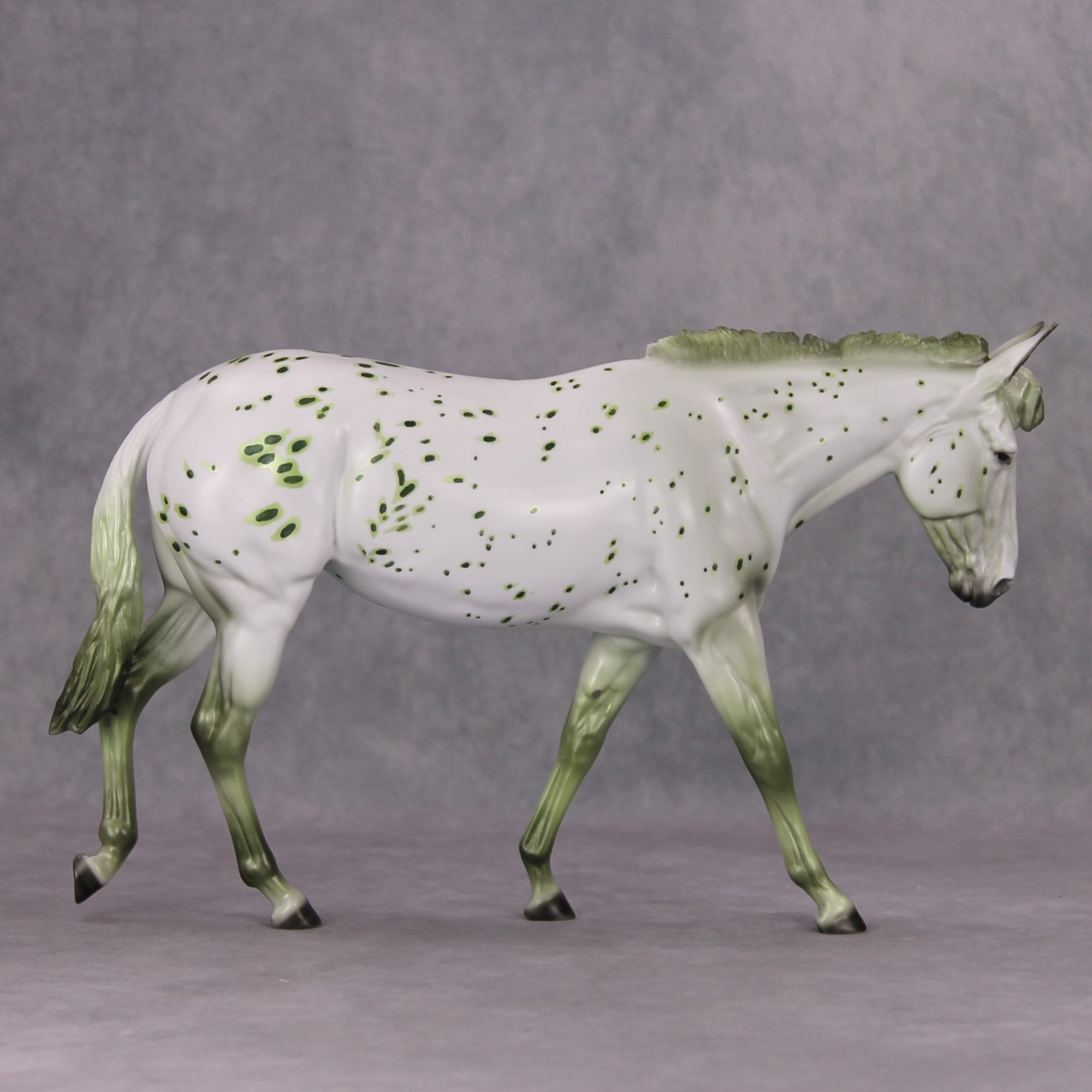 Sheza Slymer OOAK Deco Green Appaloosa Mule By Dawn Quick MM24