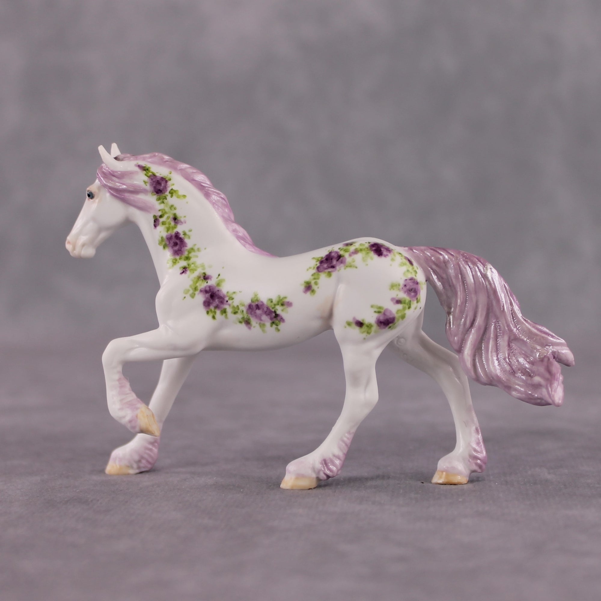 "Reine Des Violettes Roses" OOAK Violet Rose Deco Friesian Chip By Andrea Thompson