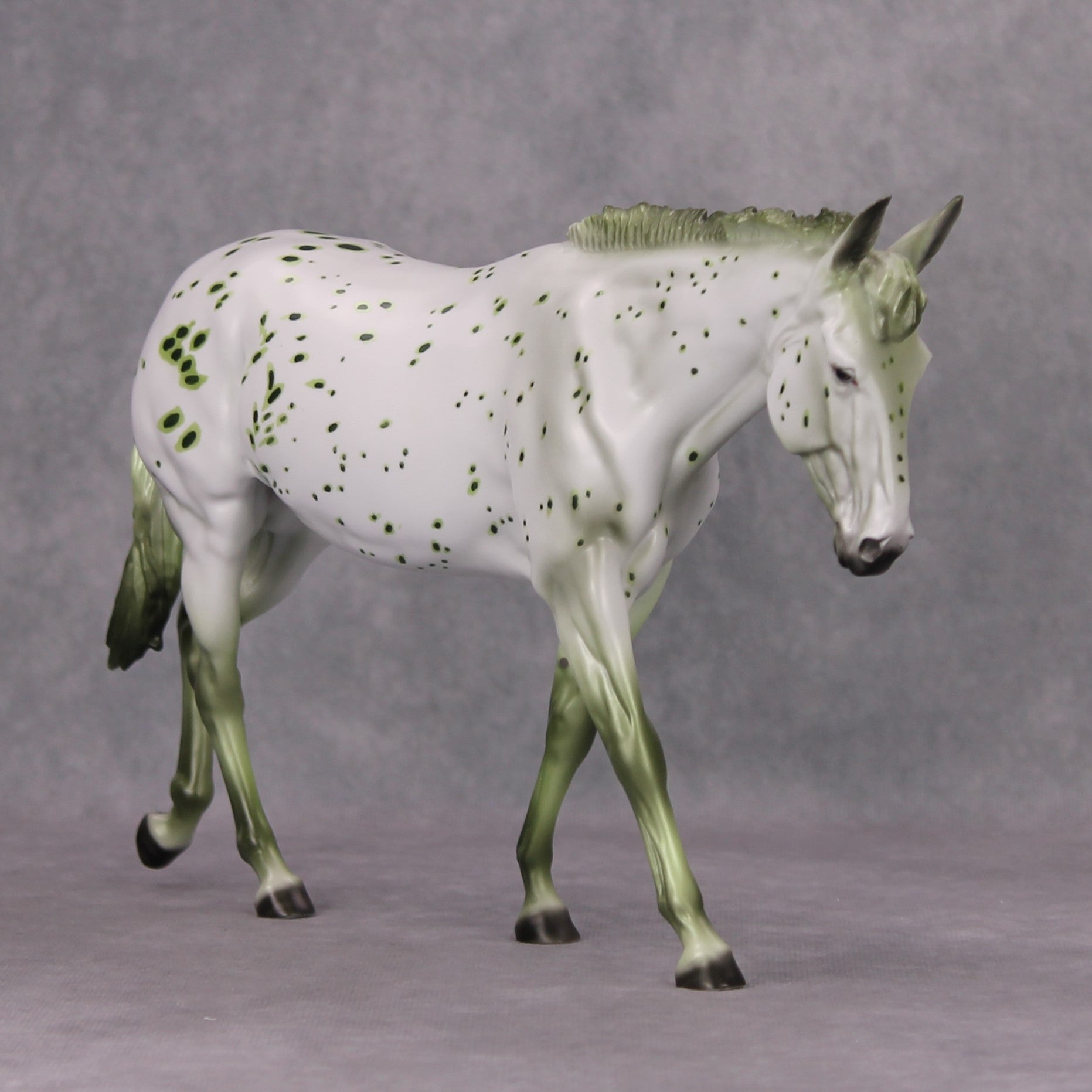 Sheza Slymer OOAK Deco Green Appaloosa Mule By Dawn Quick MM24