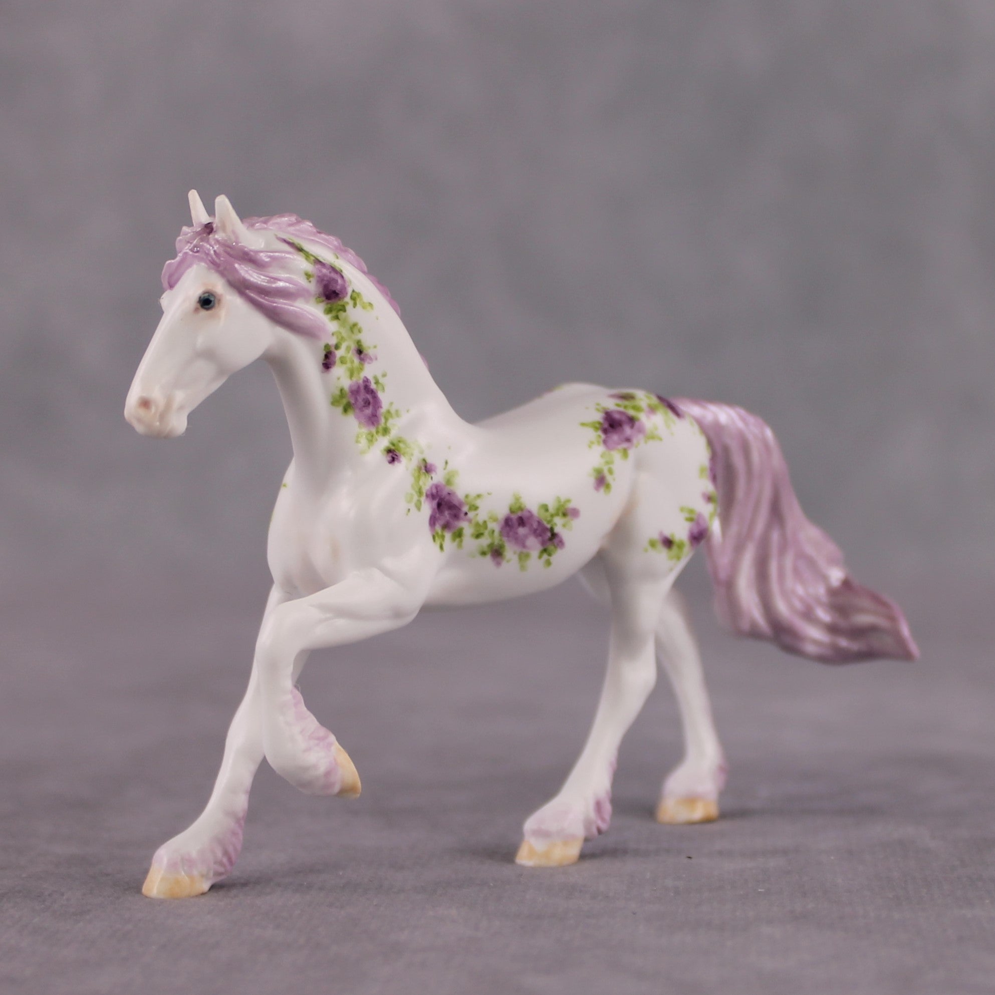 "Reine Des Violettes Roses" OOAK Violet Rose Deco Friesian Chip By Andrea Thompson