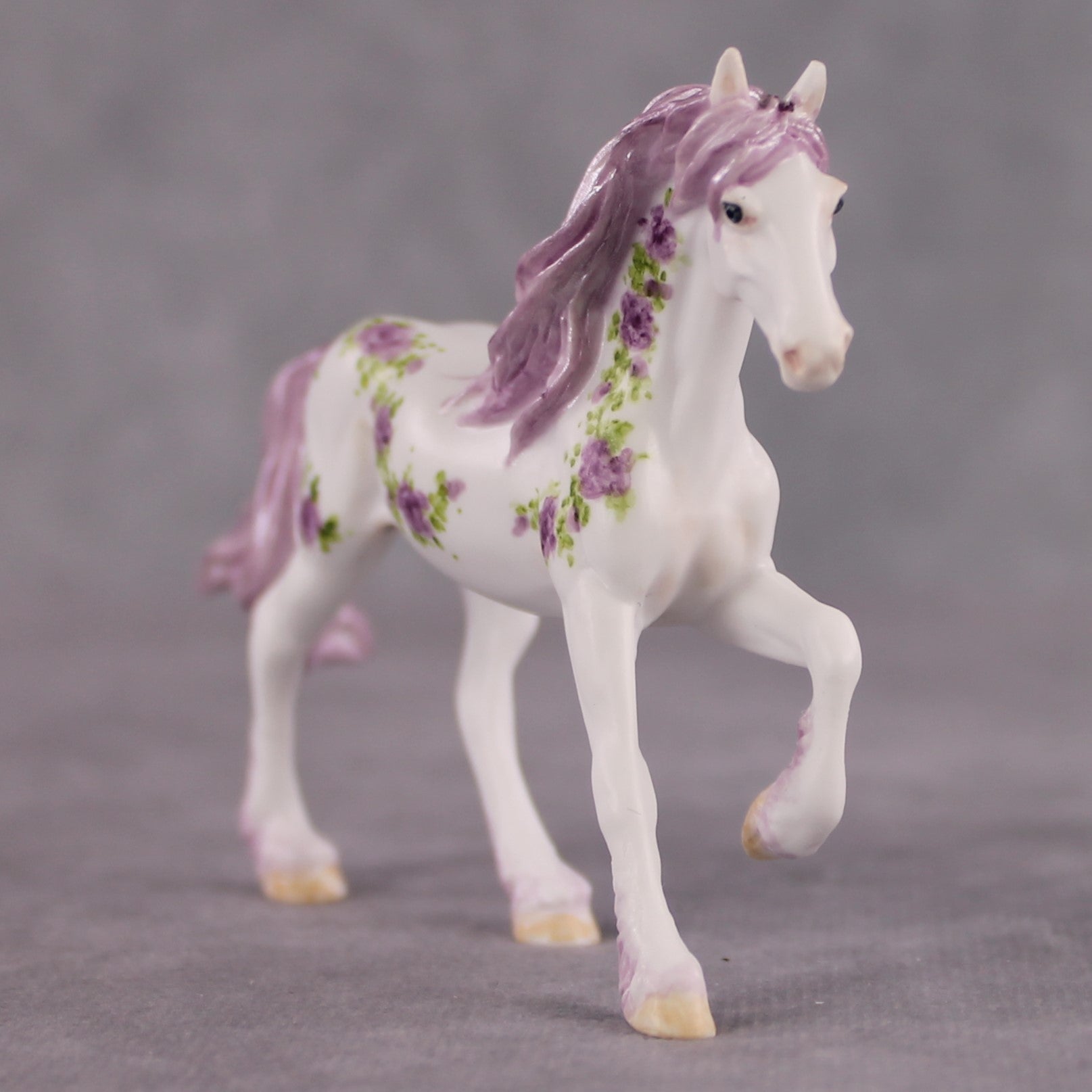 "Reine Des Violettes Roses" OOAK Violet Rose Deco Friesian Chip By Andrea Thompson