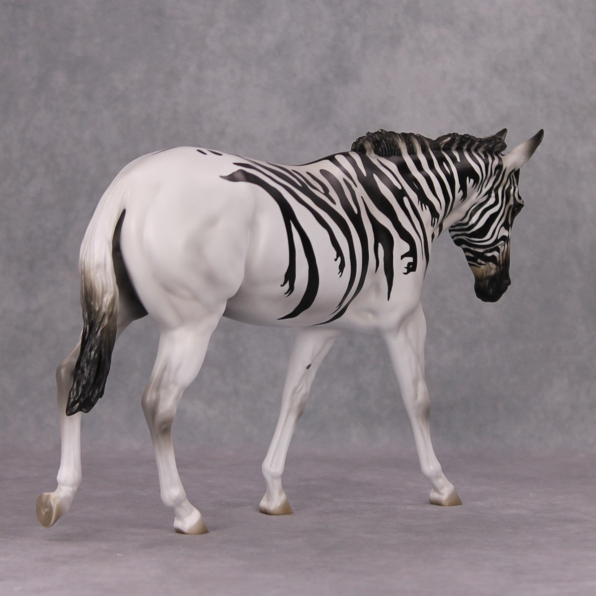 Grabby Hands OOAK Zebra Deco with Claw Hands Stripes by Jess Hamill MM24 MHP Auction Piece