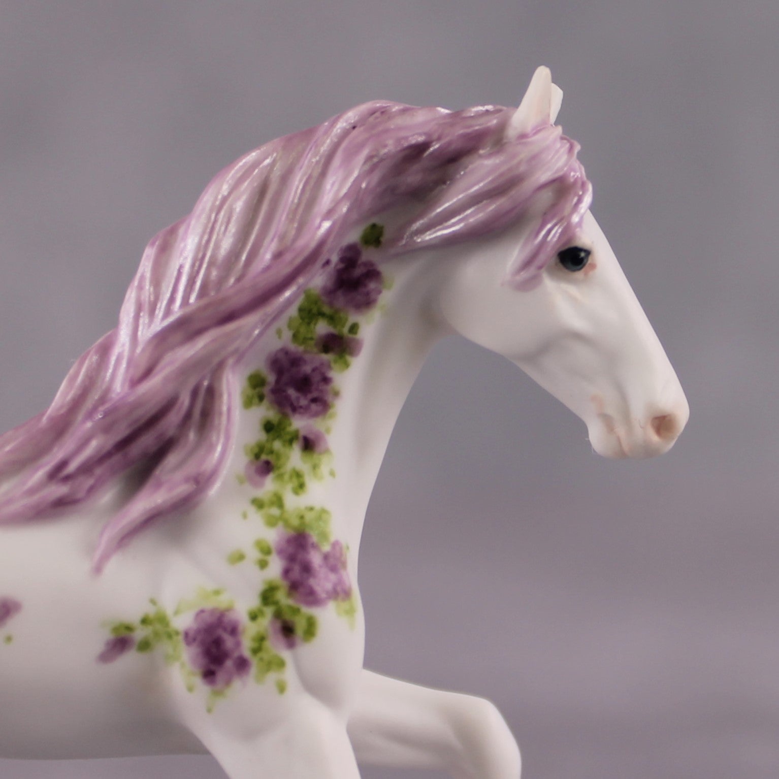 "Reine Des Violettes Roses" OOAK Violet Rose Deco Friesian Chip By Andrea Thompson