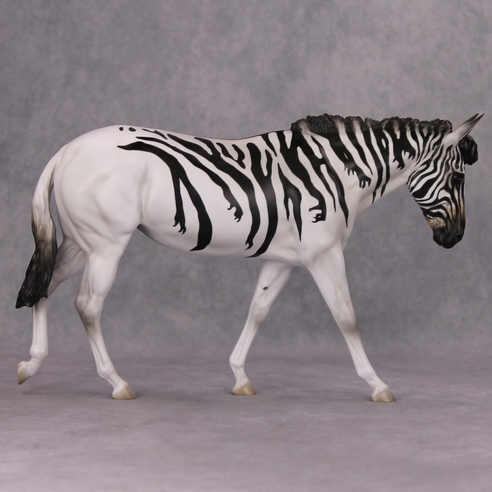 Grabby Hands OOAK Zebra Deco with Claw Hands Stripes by Jess Hamill MM24 MHP Auction Piece