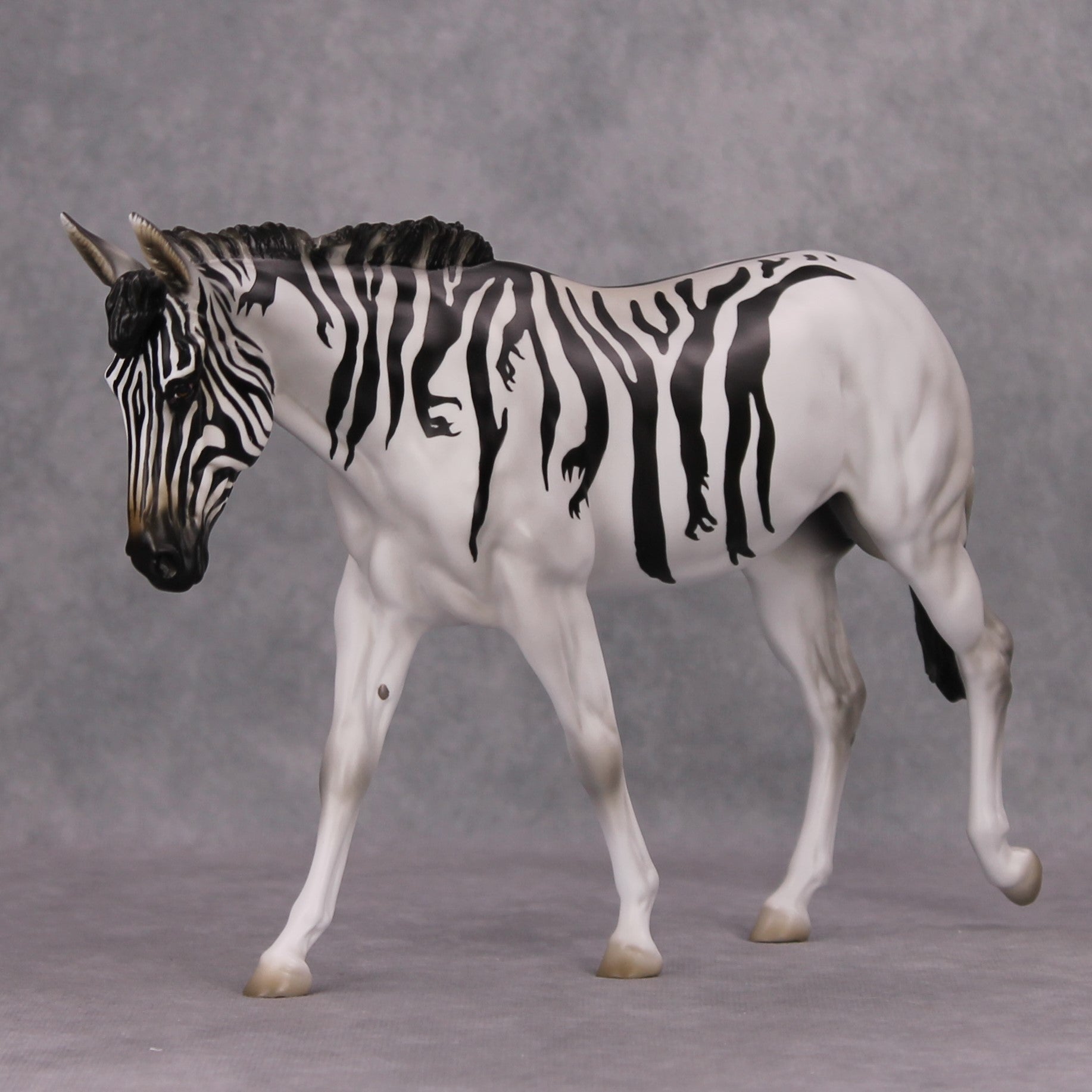 Grabby Hands OOAK Zebra Deco with Claw Hands Stripes by Jess Hamill MM24 MHP Auction Piece