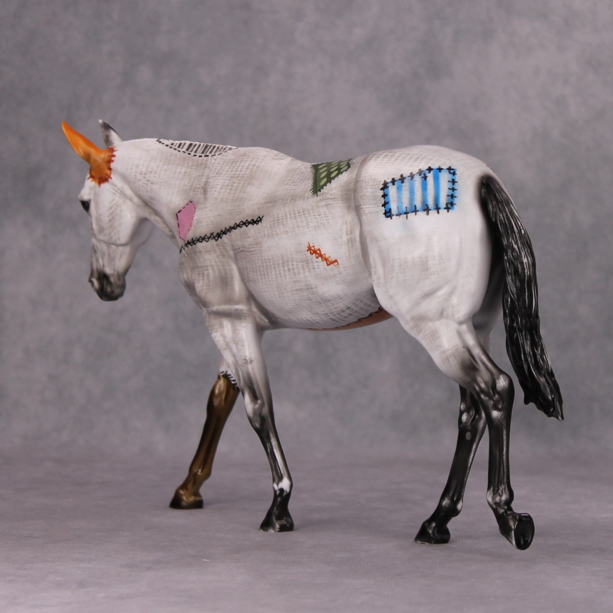 Well Loved OOAK Patchwork Deco Mule by Dawn Quick MM24 MHP Auction Piece