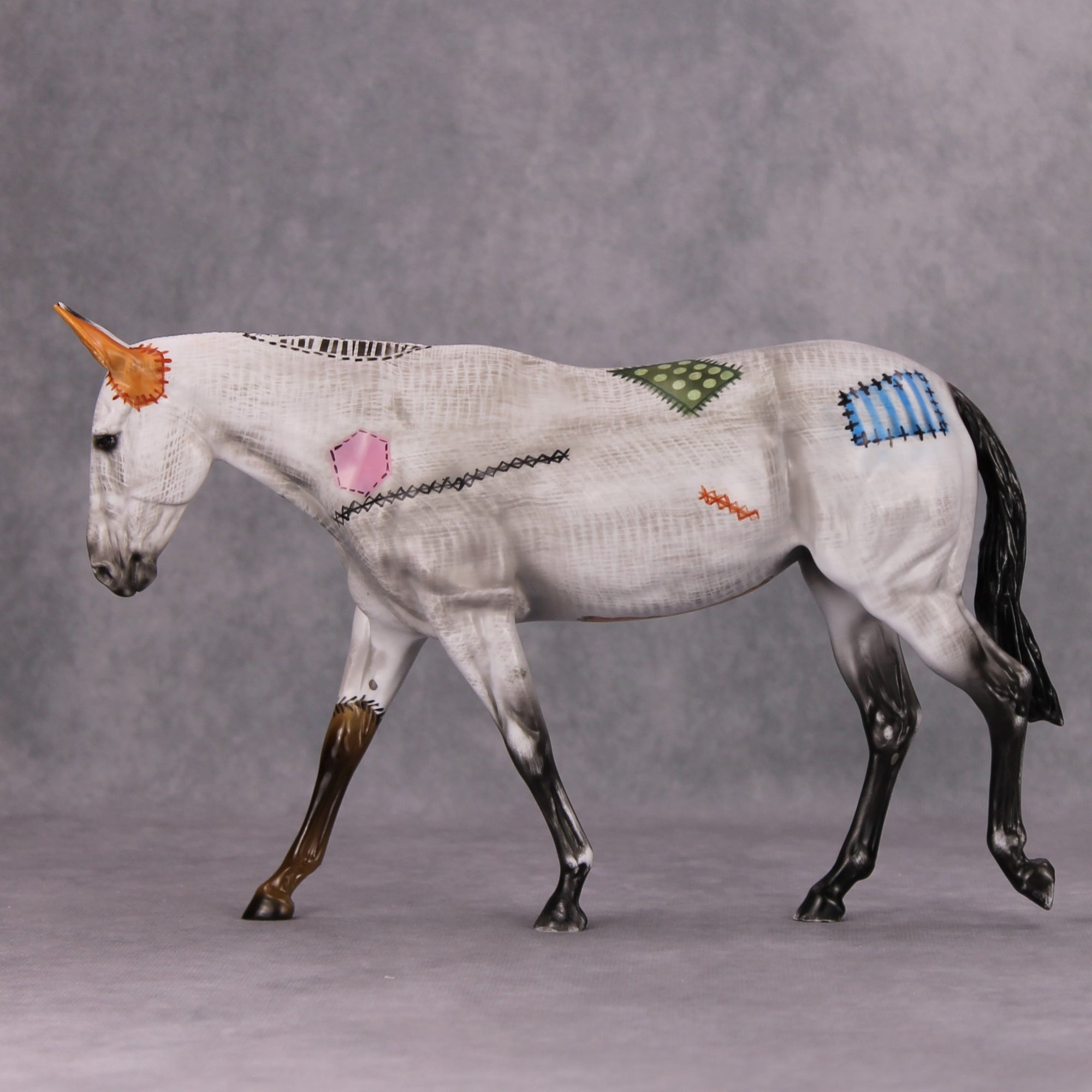 Well Loved OOAK Patchwork Deco Mule by Dawn Quick MM24 MHP Auction Piece