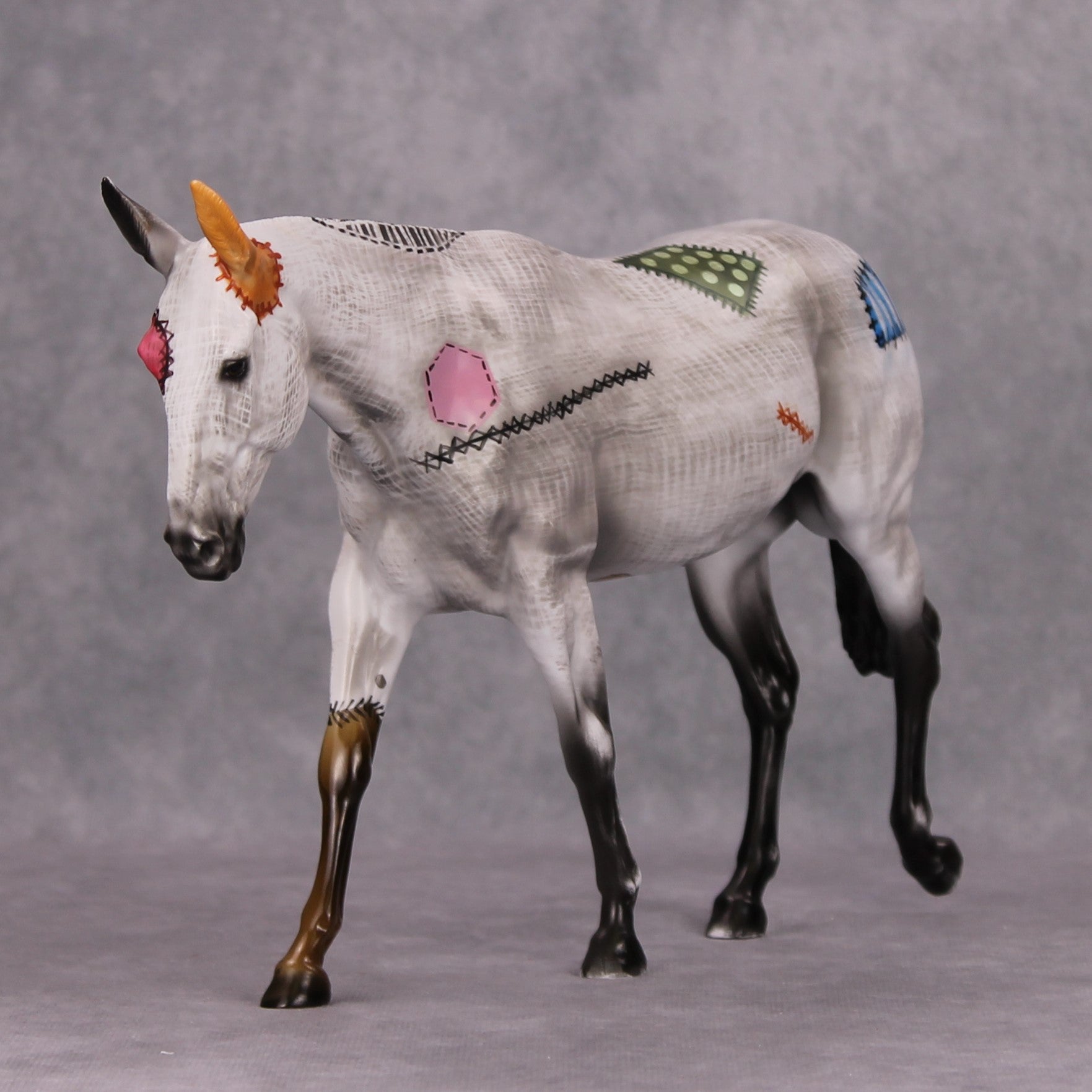 Well Loved OOAK Patchwork Deco Mule by Dawn Quick MM24 MHP Auction Piece