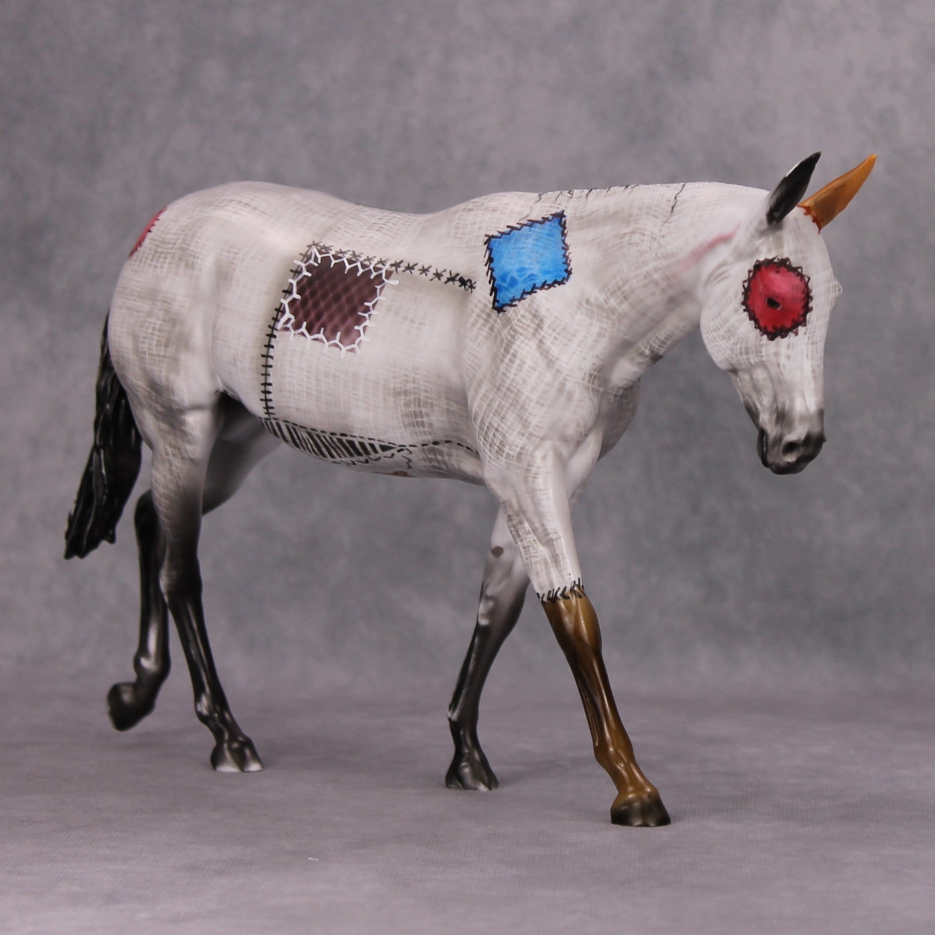 Well Loved OOAK Patchwork Deco Mule by Dawn Quick MM24 MHP Auction Piece