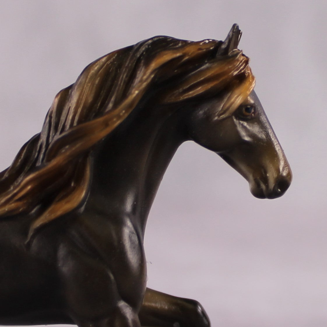"Carne" OOAK Sunburnt Black Friesian Chip By Guest Artist Mindy Berg