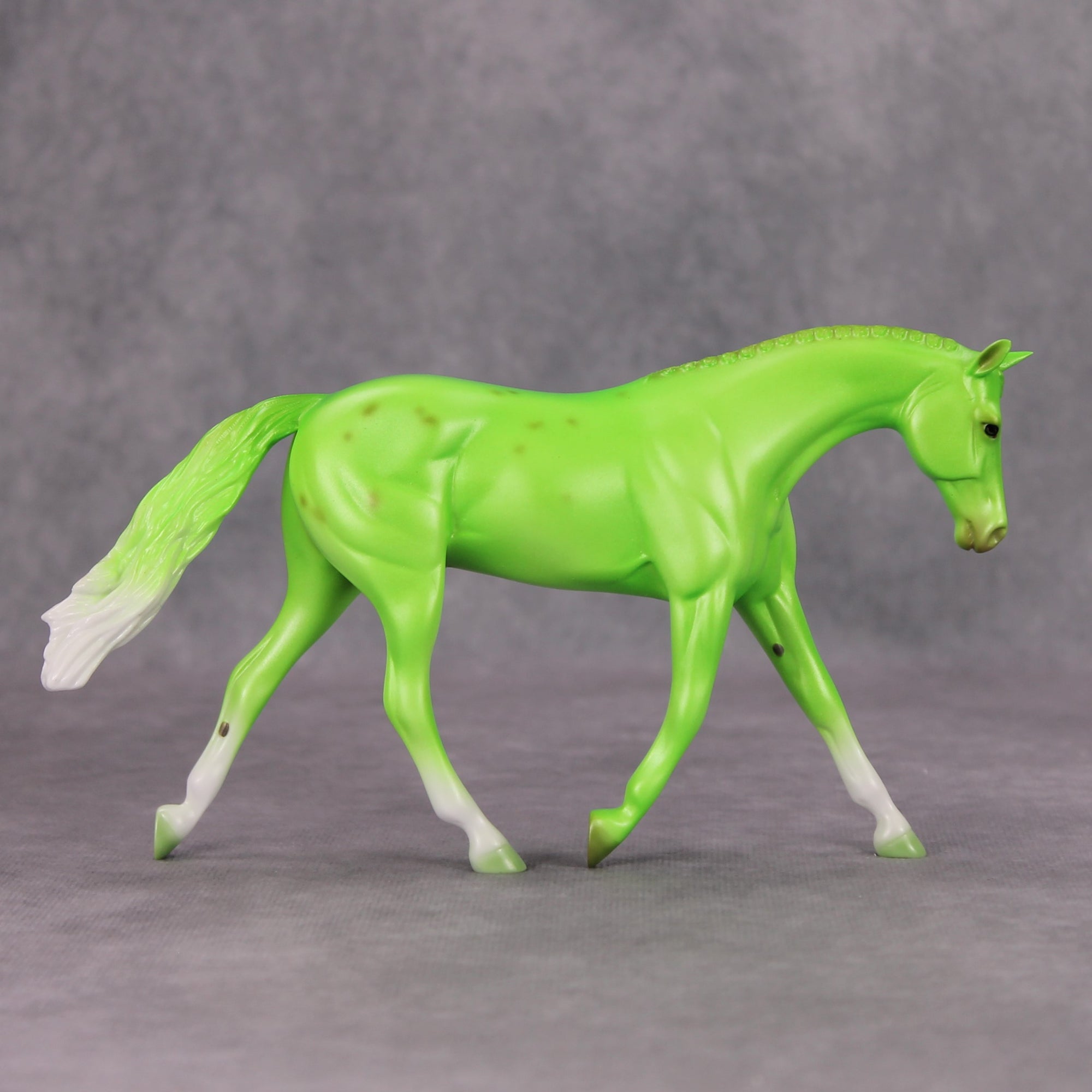 PREVIEW LISTING ONLY Neurotic Green OOAK Green Deco Pebble Warmblood By Ellen Robbins MM24