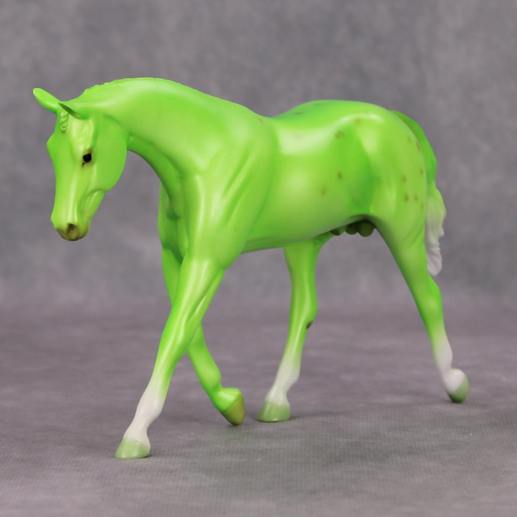 Neurotic Green OOAK Green Deco Pebble Warmblood By Ellen Robbins MM24