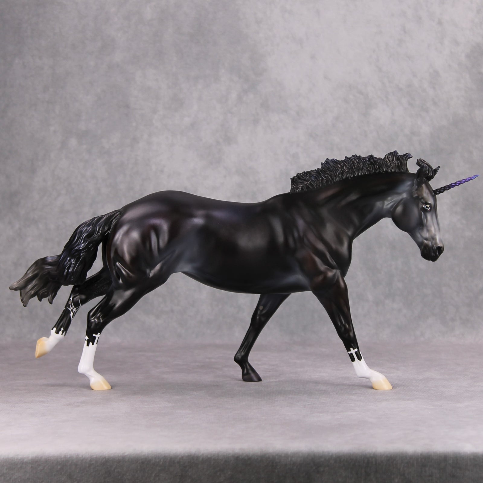 Darkness Von Gothik OOAK Deco Dappled Purple Grey Unicorn Remington By Jess Hamill MM24