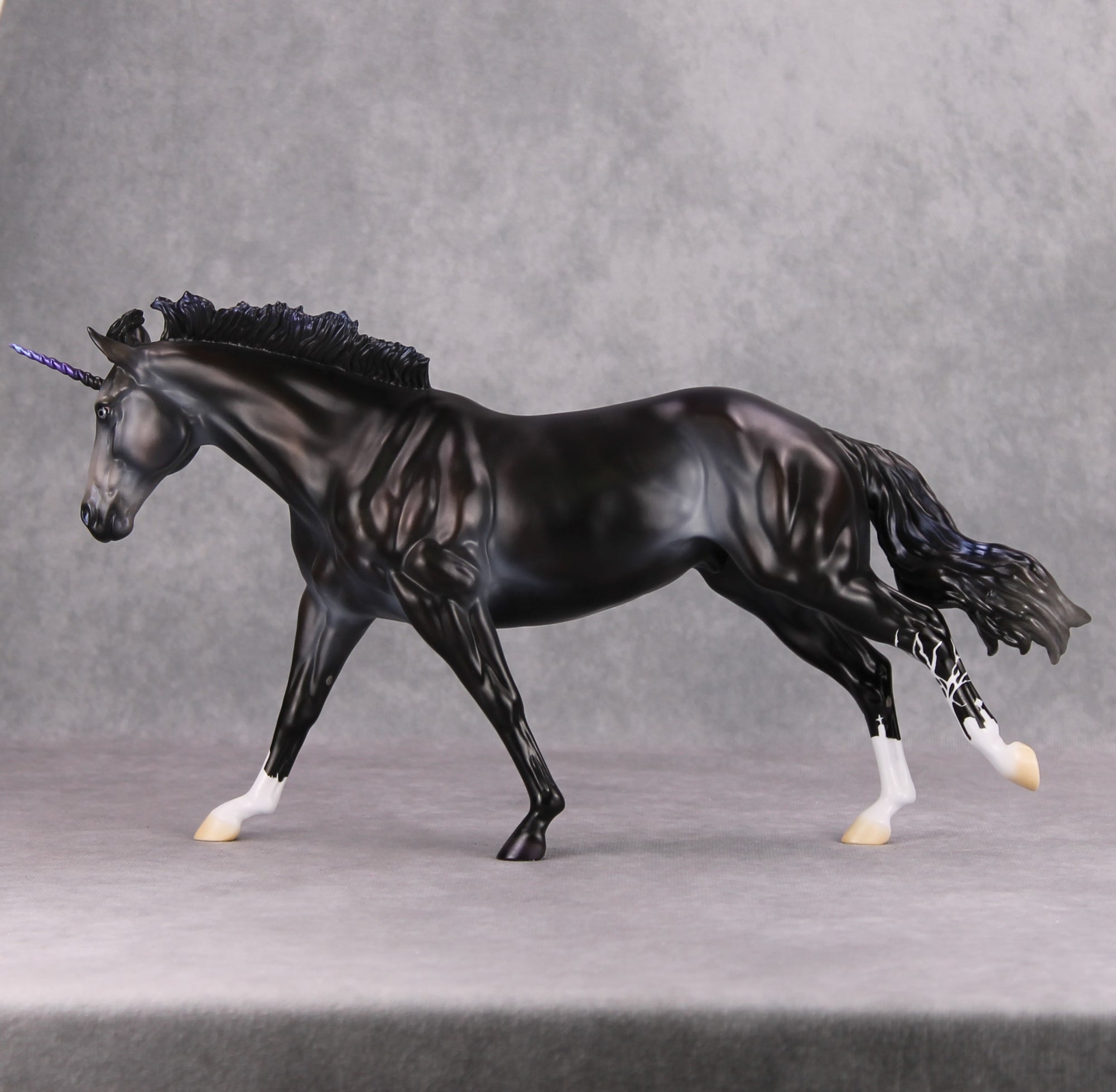 Darkness Von Gothik OOAK Deco Dappled Purple Grey Unicorn Remington By Jess Hamill MM24