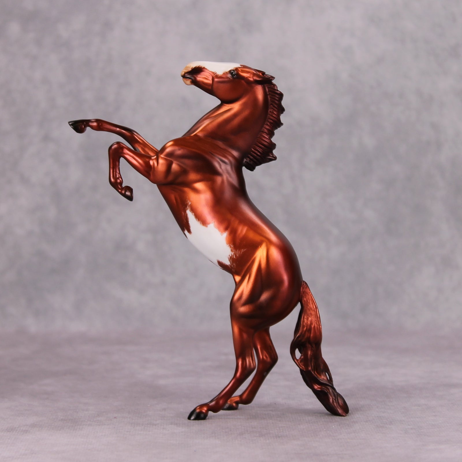 Cinnamon Bear OOAK Deco Metallic Chestnut Pinto Rearing Pebble By Julie Keim MM24