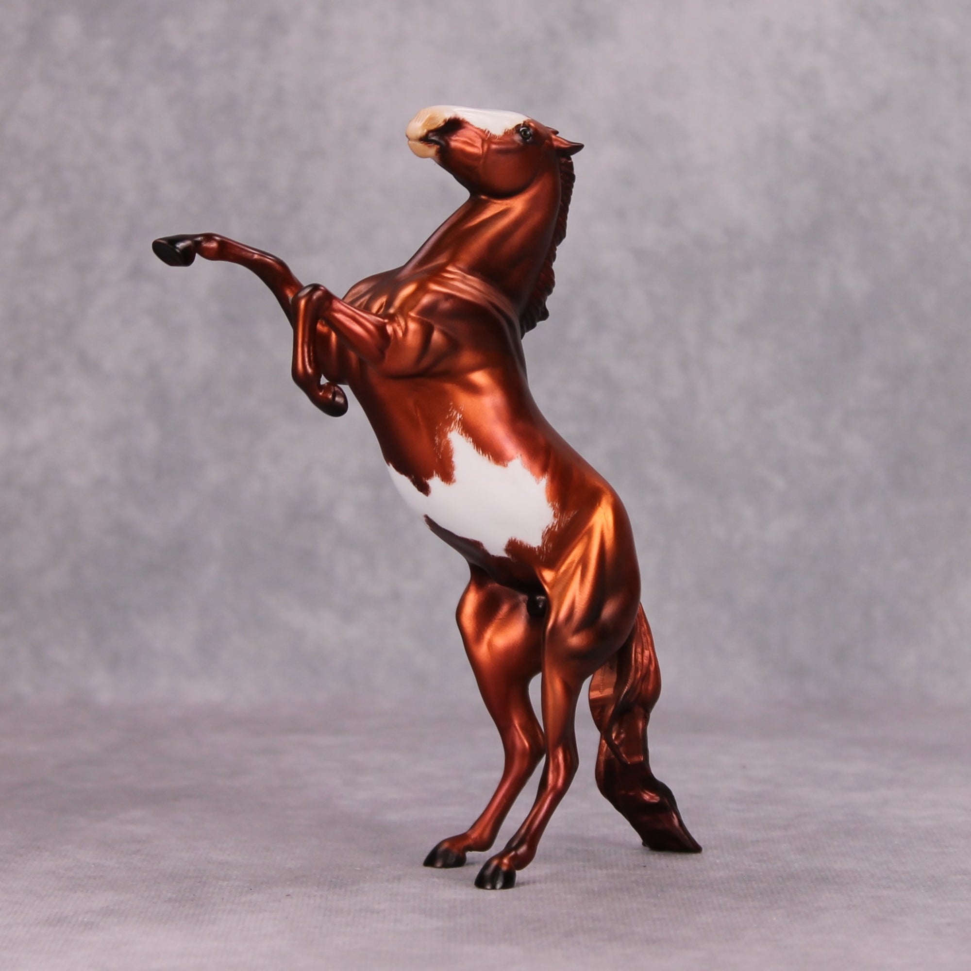 Cinnamon Bear OOAK Deco Metallic Chestnut Pinto Rearing Pebble By Julie Keim MM24