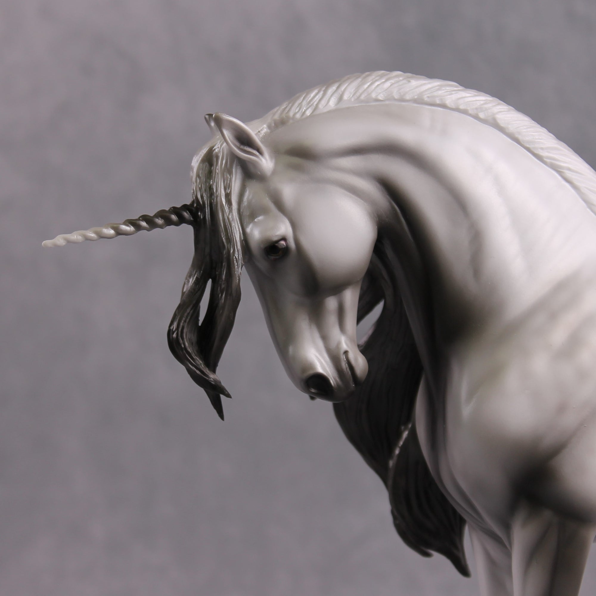 "The Scottish Unicorn" SAMPLE Extreme Dappled Silver &amp; Pearl Drop Head Unicorn Deco Andalusian By Ashley Palmer