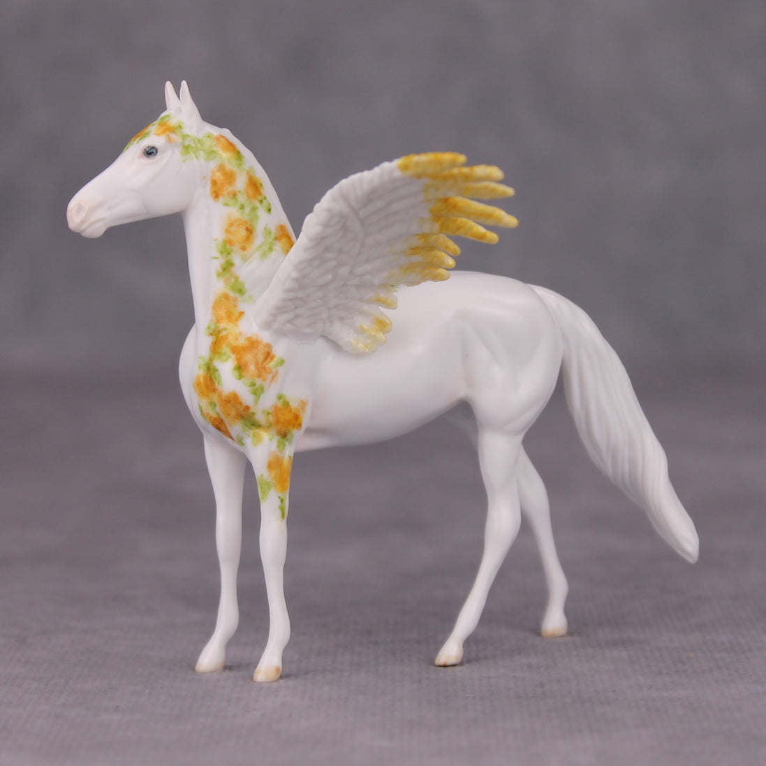 Ardor OOAK Yellow Floral Pegasus Morgan Chip By Andrea Thomason MM24 MHP Auction Piece