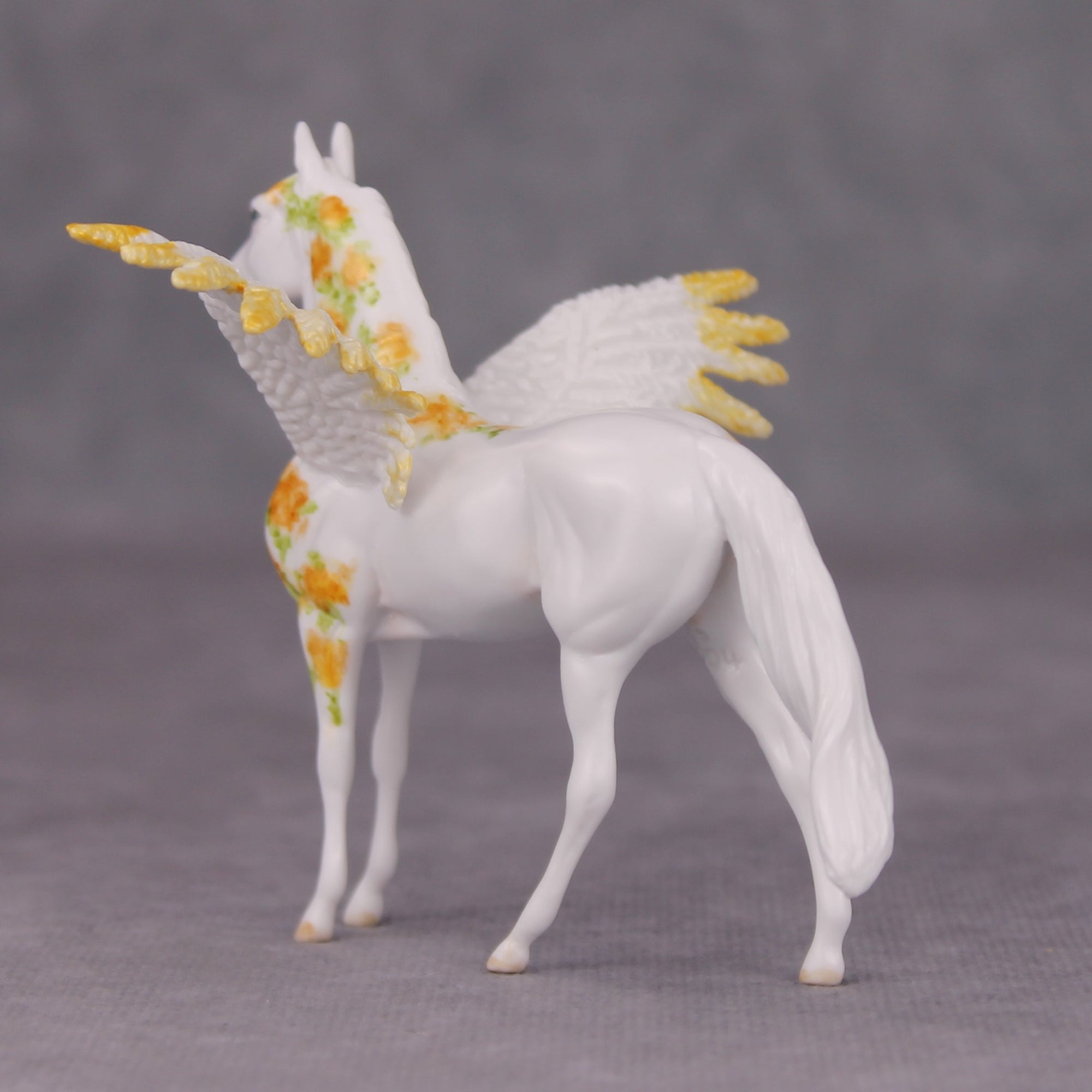 Ardor OOAK Yellow Floral Pegasus Morgan Chip By Andrea Thomason MM24 MHP Auction Piece