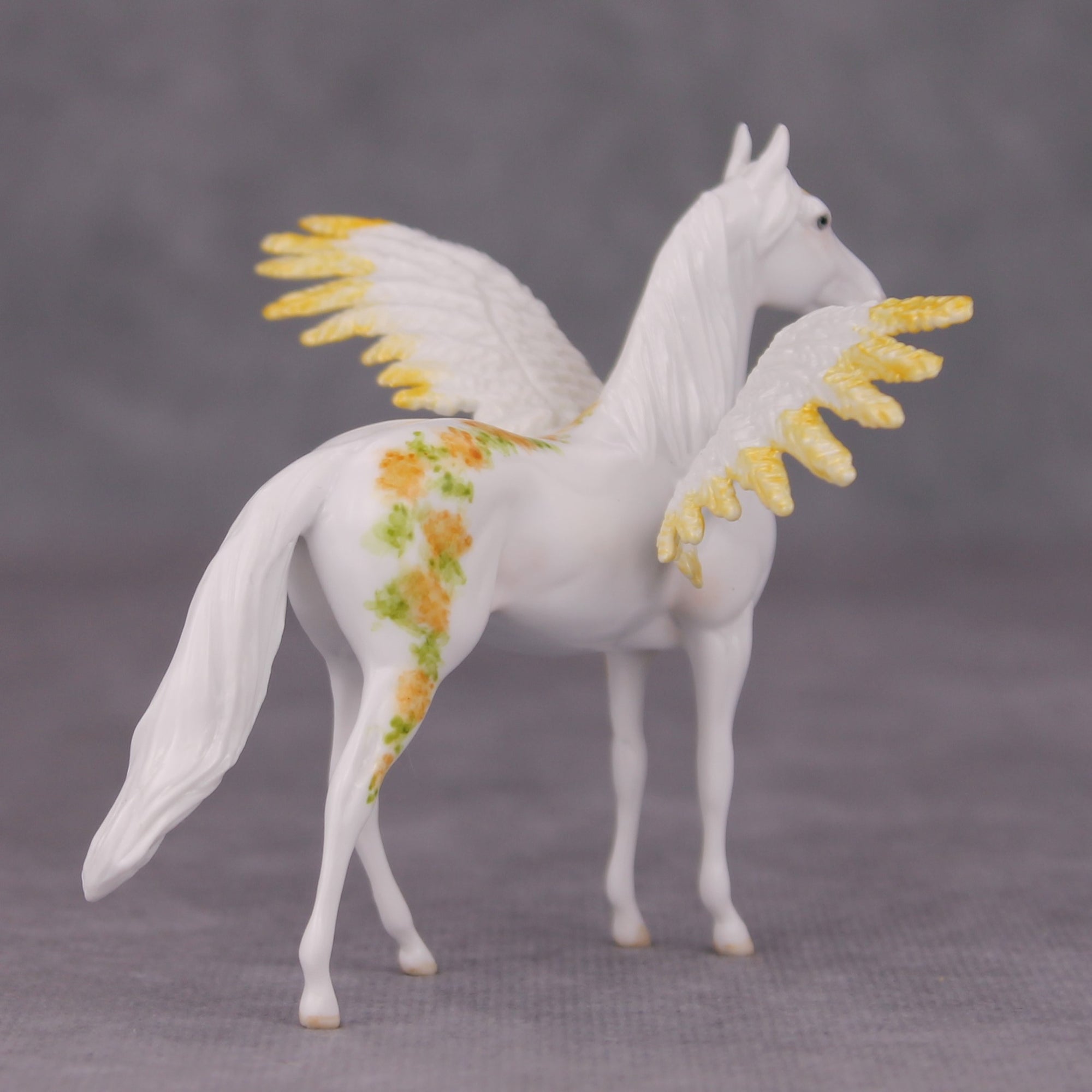 Ardor OOAK Yellow Floral Pegasus Morgan Chip By Andrea Thomason MM24 MHP Auction Piece