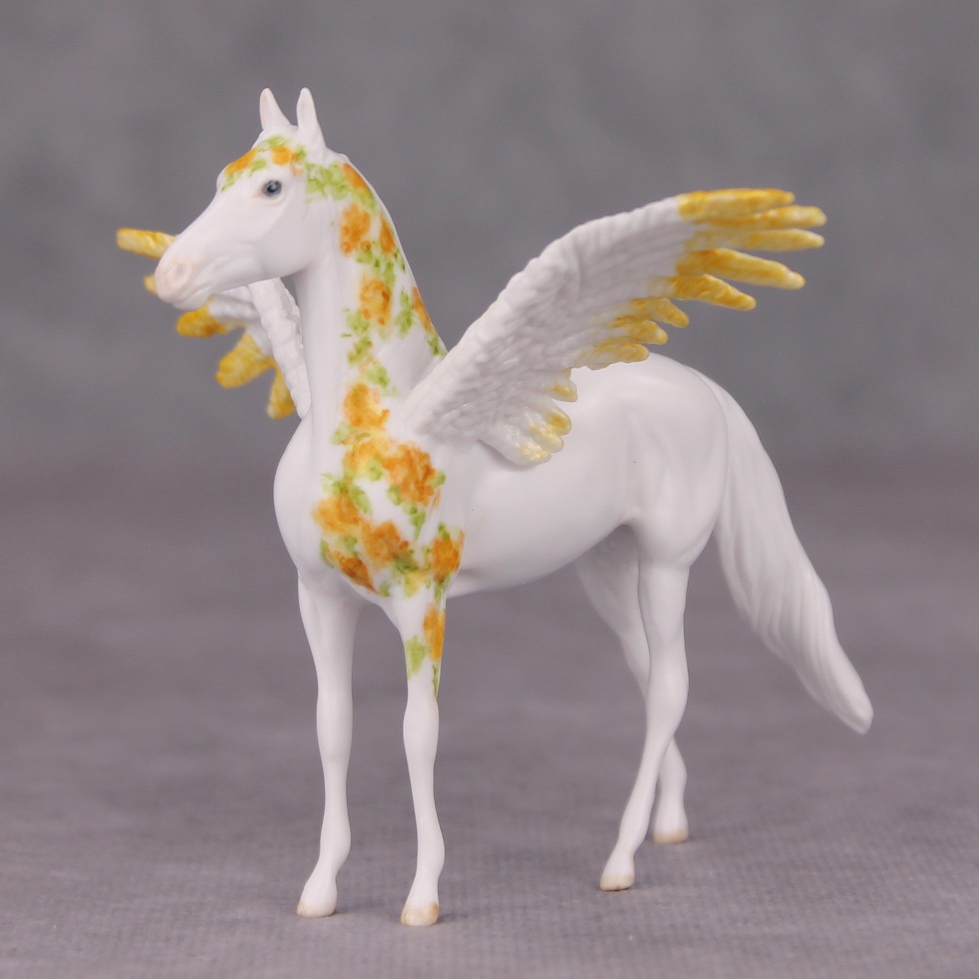 Ardor OOAK Yellow Floral Pegasus Morgan Chip By Andrea Thomason MM24 MHP Auction Piece