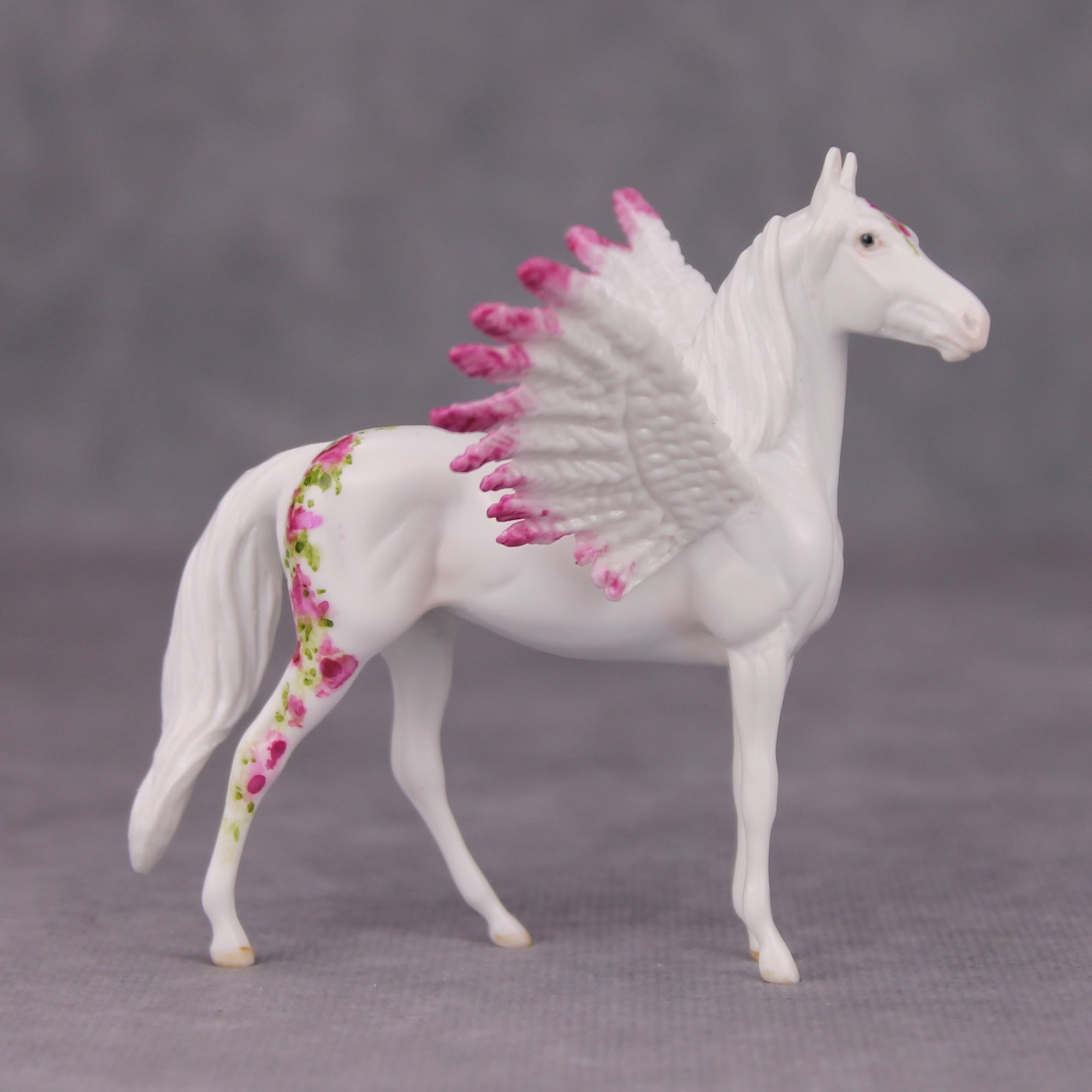 Fervor OOAK Pink Floral Pegasus Morgan Chip By Andrea Thomason MM24 MHP Auction Piece