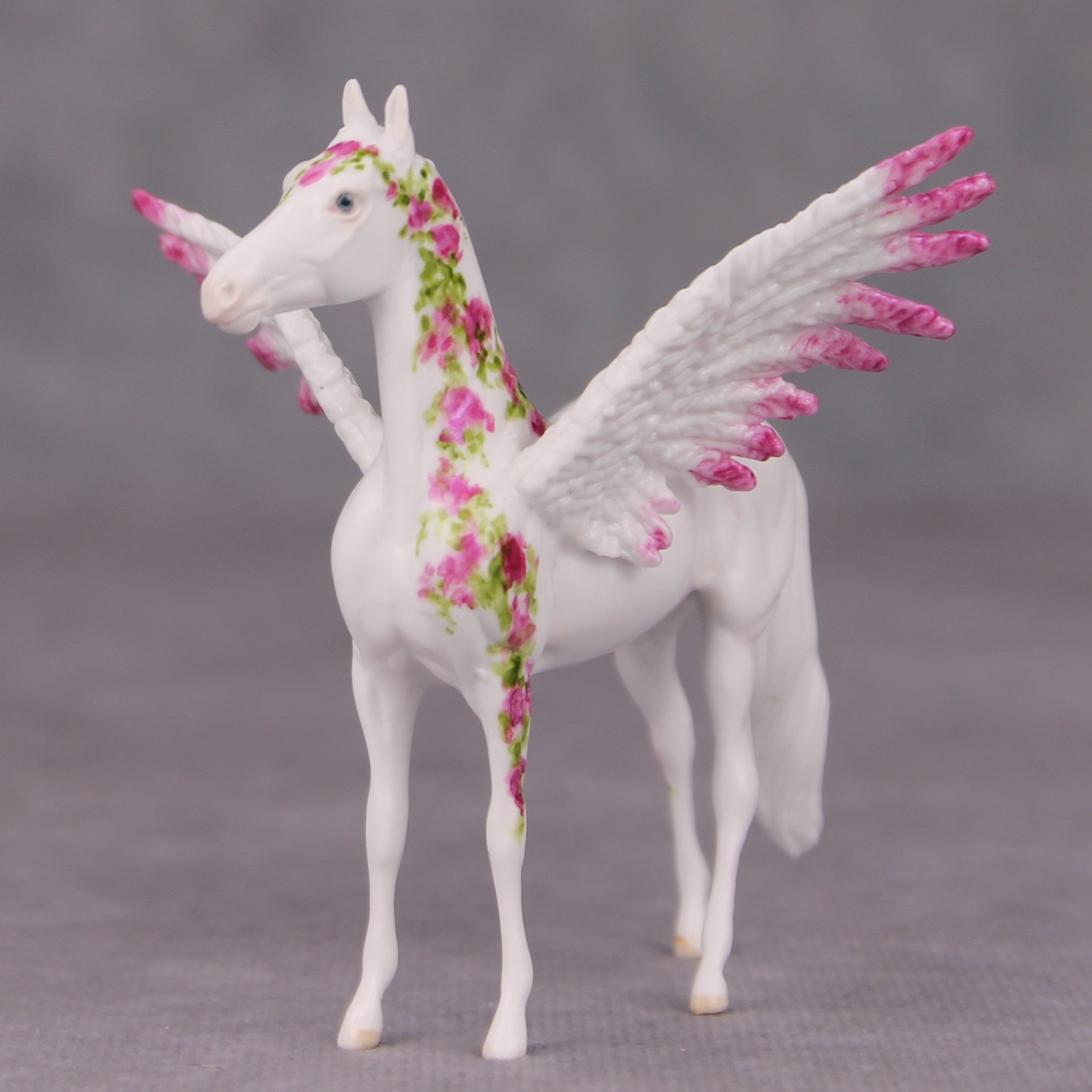 Fervor OOAK Pink Floral Pegasus Morgan Chip By Andrea Thomason MM24 MHP Auction Piece