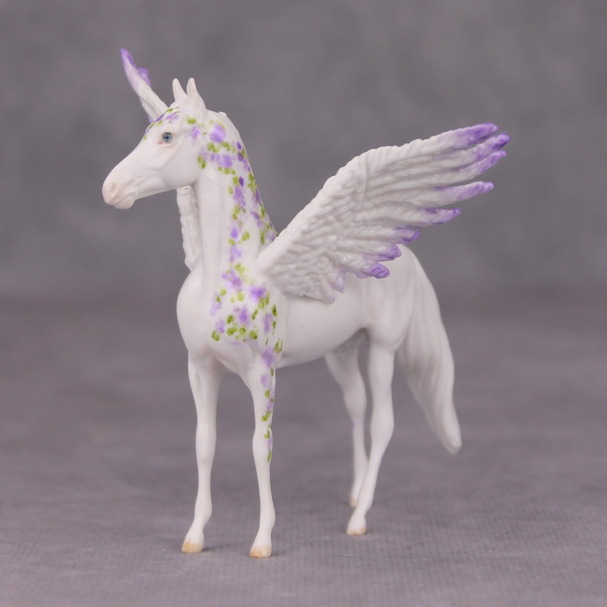 Zeal OOAK Purple Floral Pegasus Morgan Chip By Andrea Thomason MM24 MHP Auction Piece