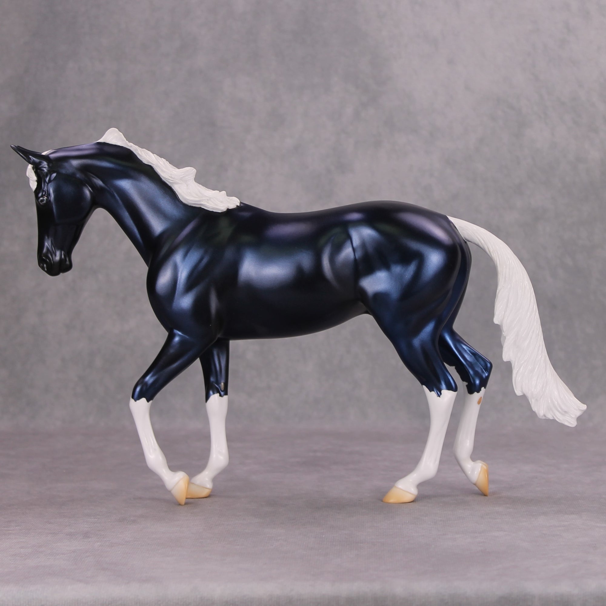 Chromed Out OOAK Blue Metallic Deco Thoroughbred By Jamie Adamson MM24