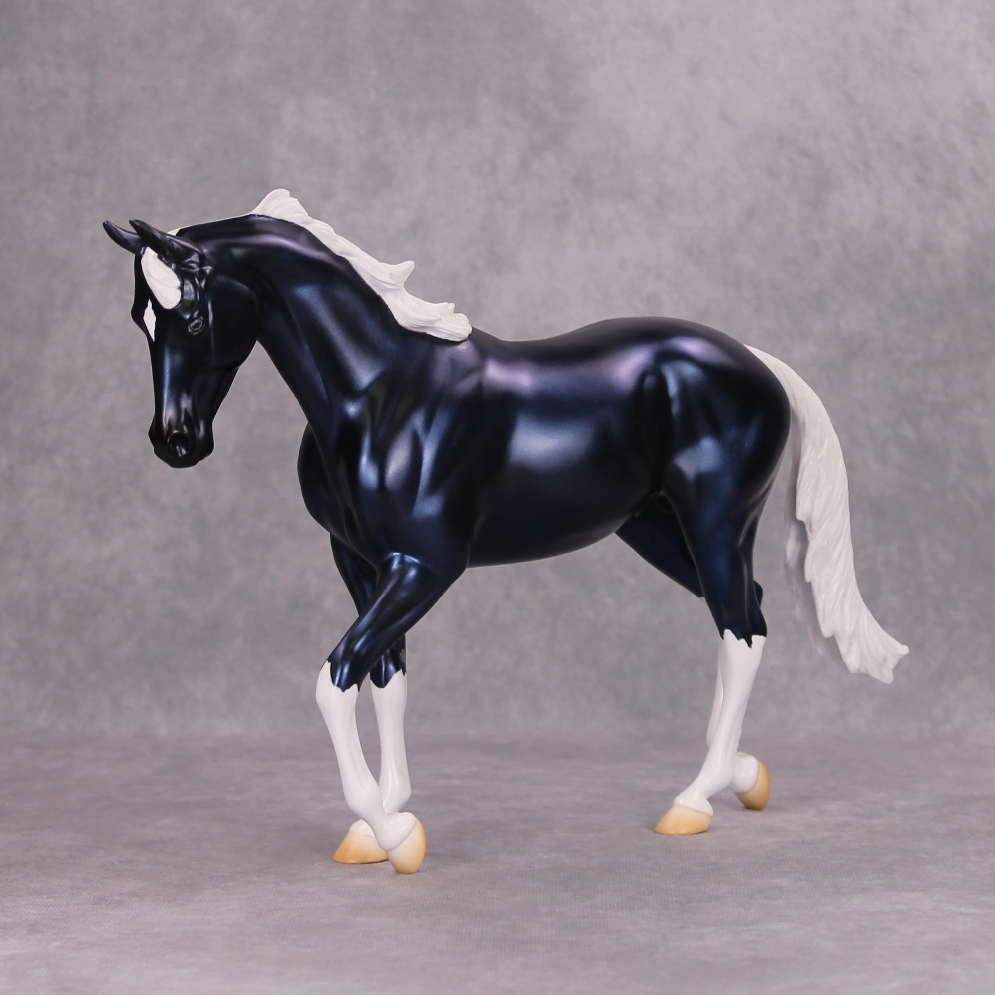 Chromed Out OOAK Blue Metallic Deco Thoroughbred By Jamie Adamson MM24