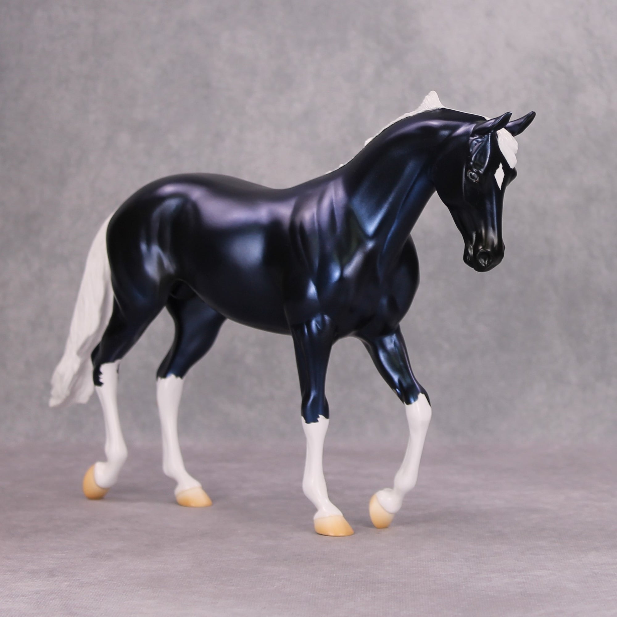 Chromed Out OOAK Blue Metallic Deco Thoroughbred By Jamie Adamson MM24