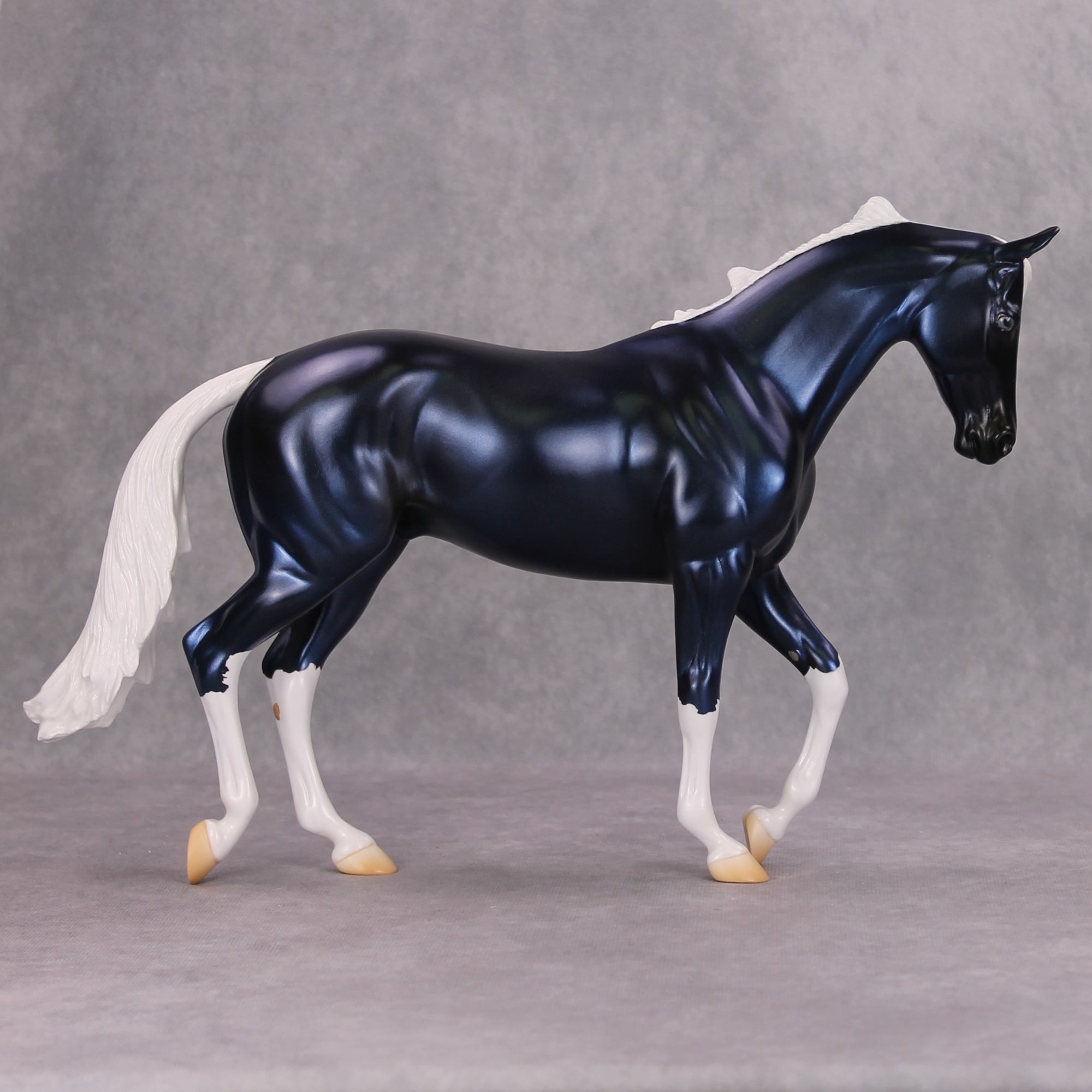 Chromed Out OOAK Blue Metallic Deco Thoroughbred By Jamie Adamson MM24