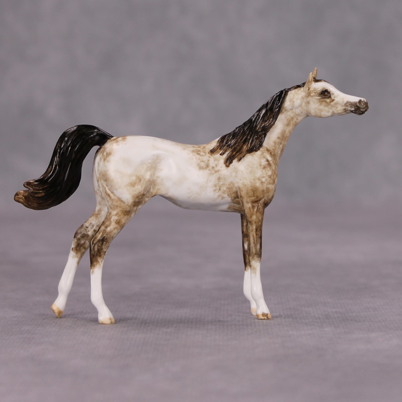 Elim OOAK Dapple Rose Grey Custom Arabian Mare Chip By Andrea Thomason MM24 MHP Auction Piece
