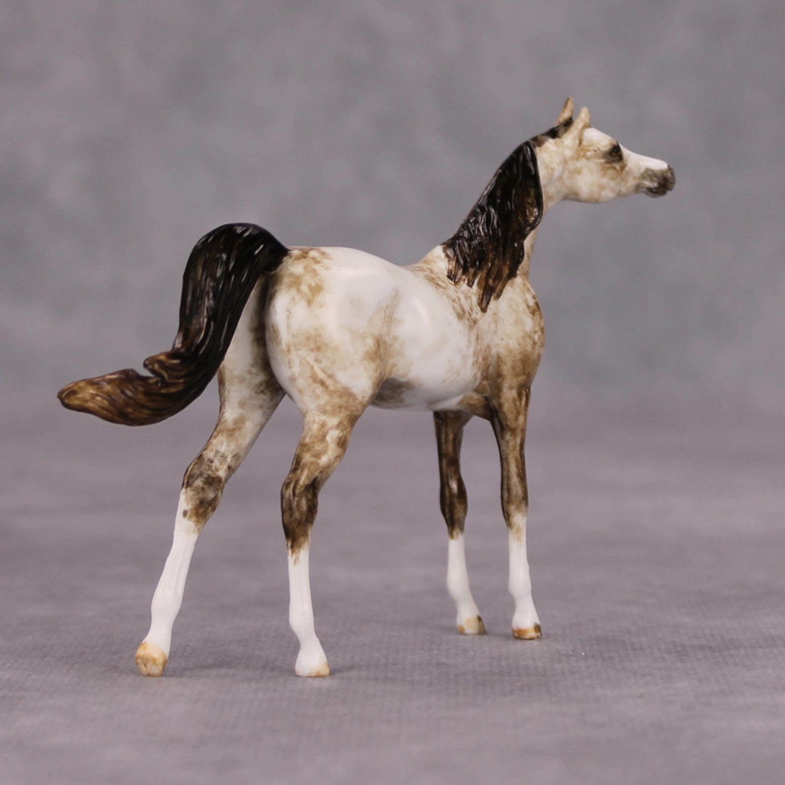 Elim OOAK Dapple Rose Grey Custom Arabian Mare Chip By Andrea Thomason MM24 MHP Auction Piece