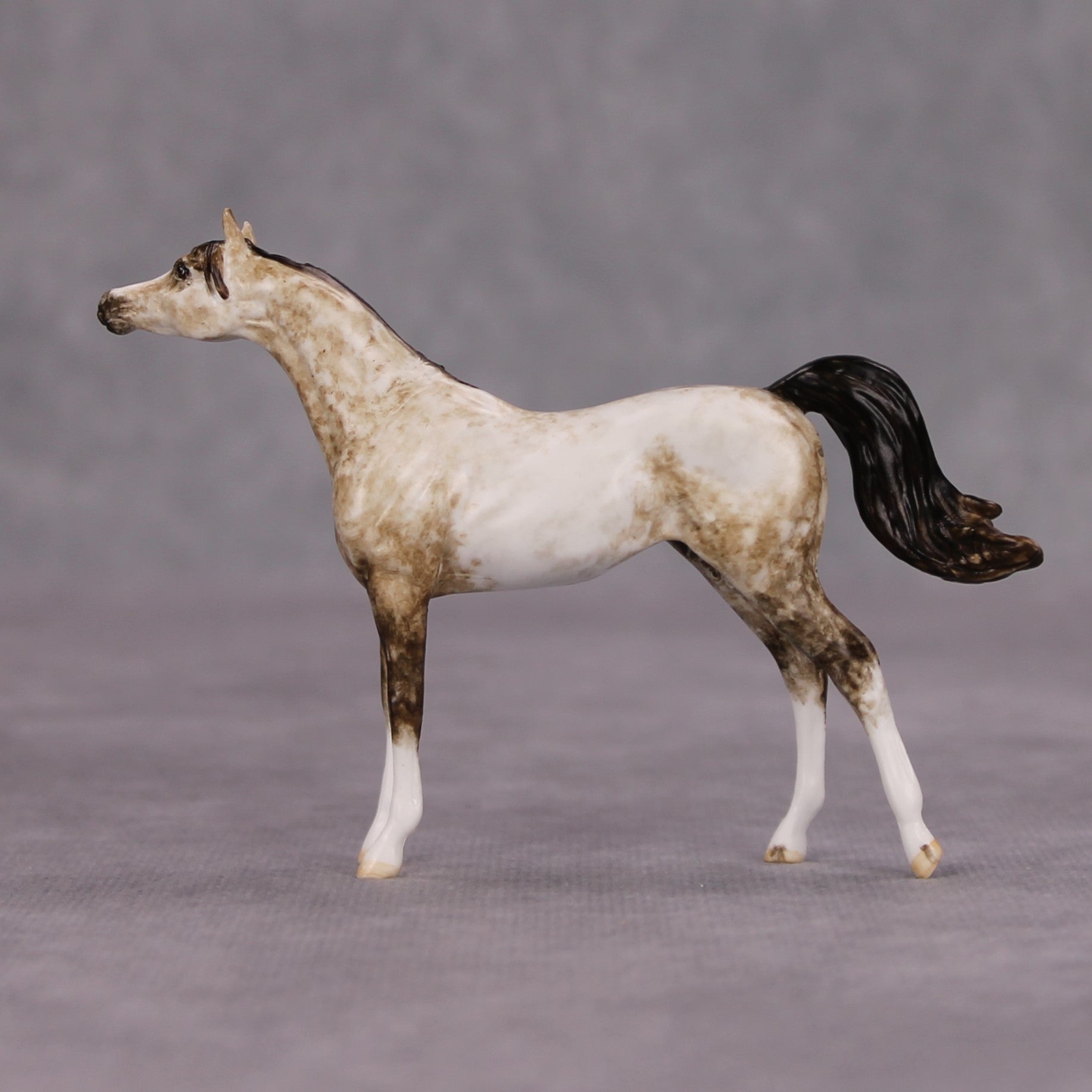 Elim OOAK Dapple Rose Grey Custom Arabian Mare Chip By Andrea Thomason MM24 MHP Auction Piece
